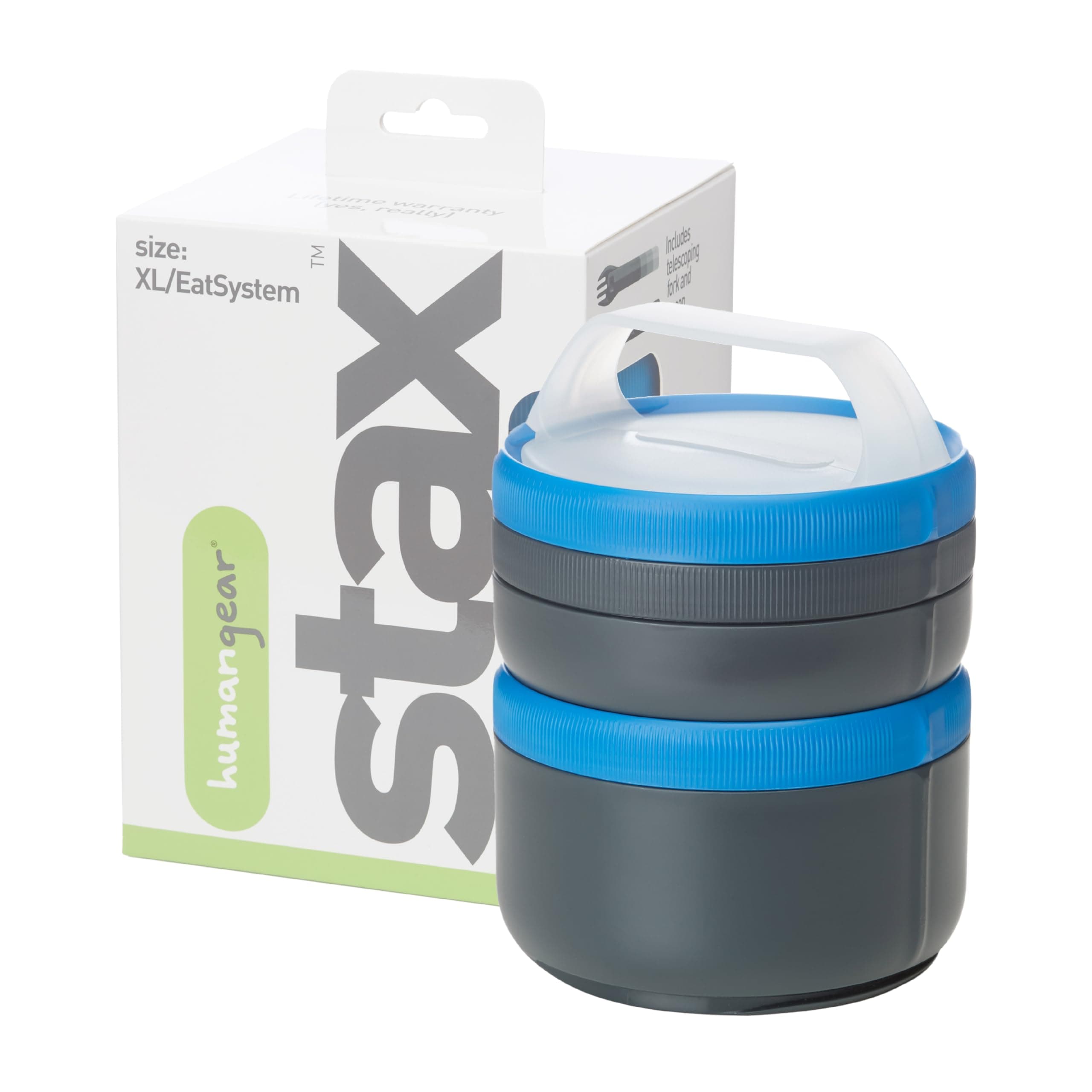 humangear STAX Interlocking Container Set & Meal Kit, XL/EatSystem, Blue