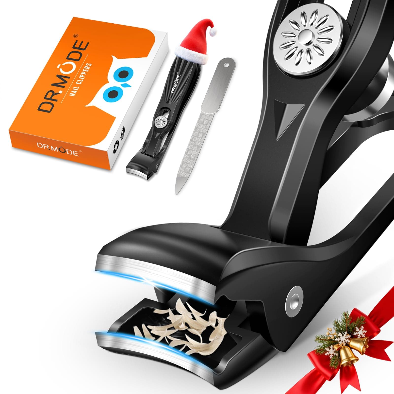 Nail Clippers for Men Thick Nails, Angled Head Toe Nail Clippers for Thick Nails for Seniors, Wide Jaw Opening Toenail Clippers Heavy Duty Fingernail Clipper with Catcher Long Handle - Black