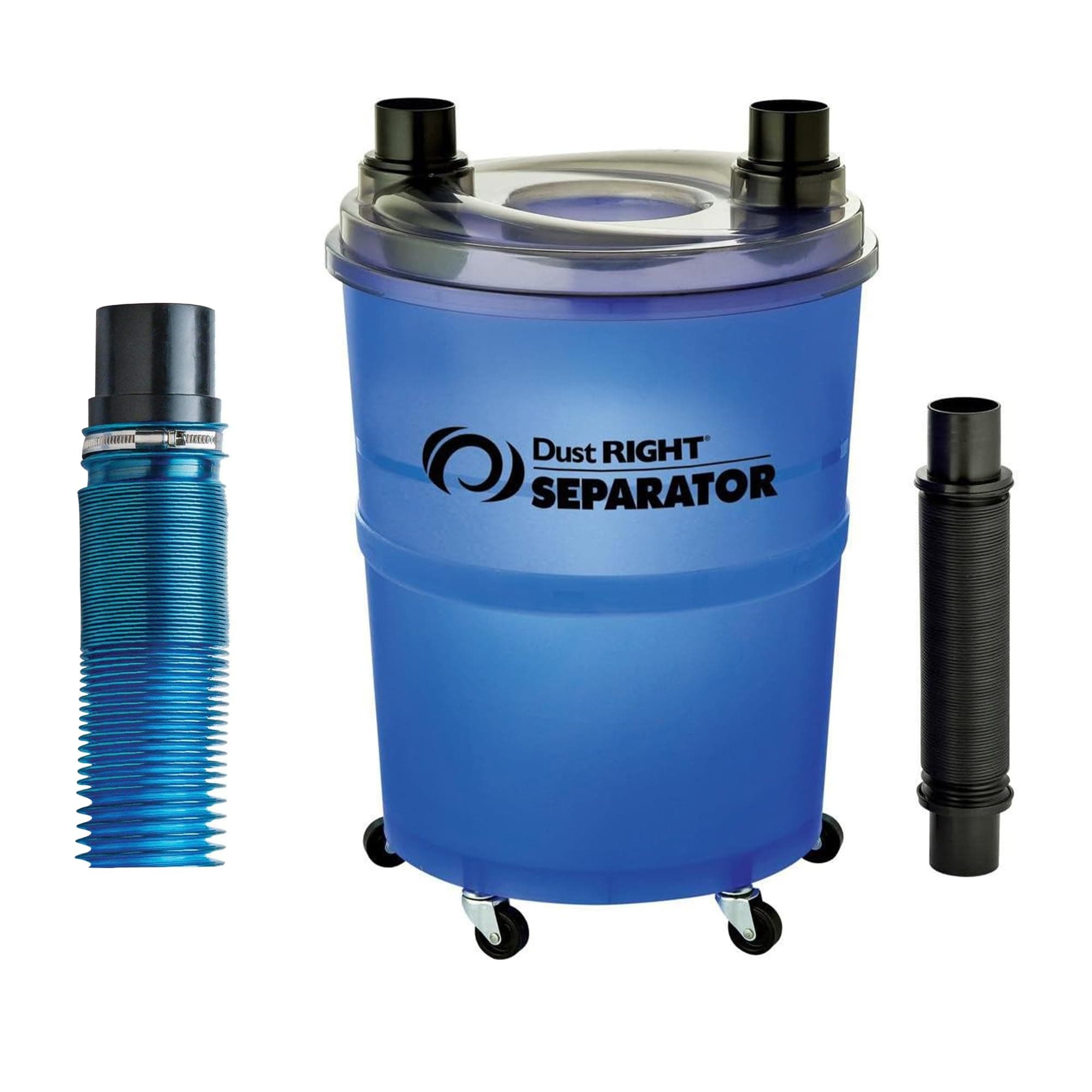 Complete Shop Vac Dust Collection Kit: Expandable 2.5'' Flexible Hose (Extends to 12'), Dust Separator with 36'' Flex-Form Hose, 10-Gallon Translucent Bucket