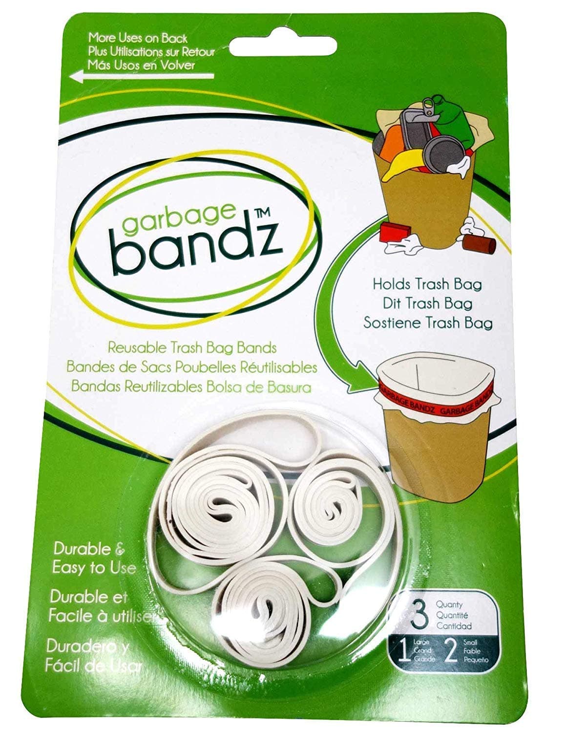 Reusable Elastic Rubber Bands for Trash Cans, 2-Pack (6 Pieces)