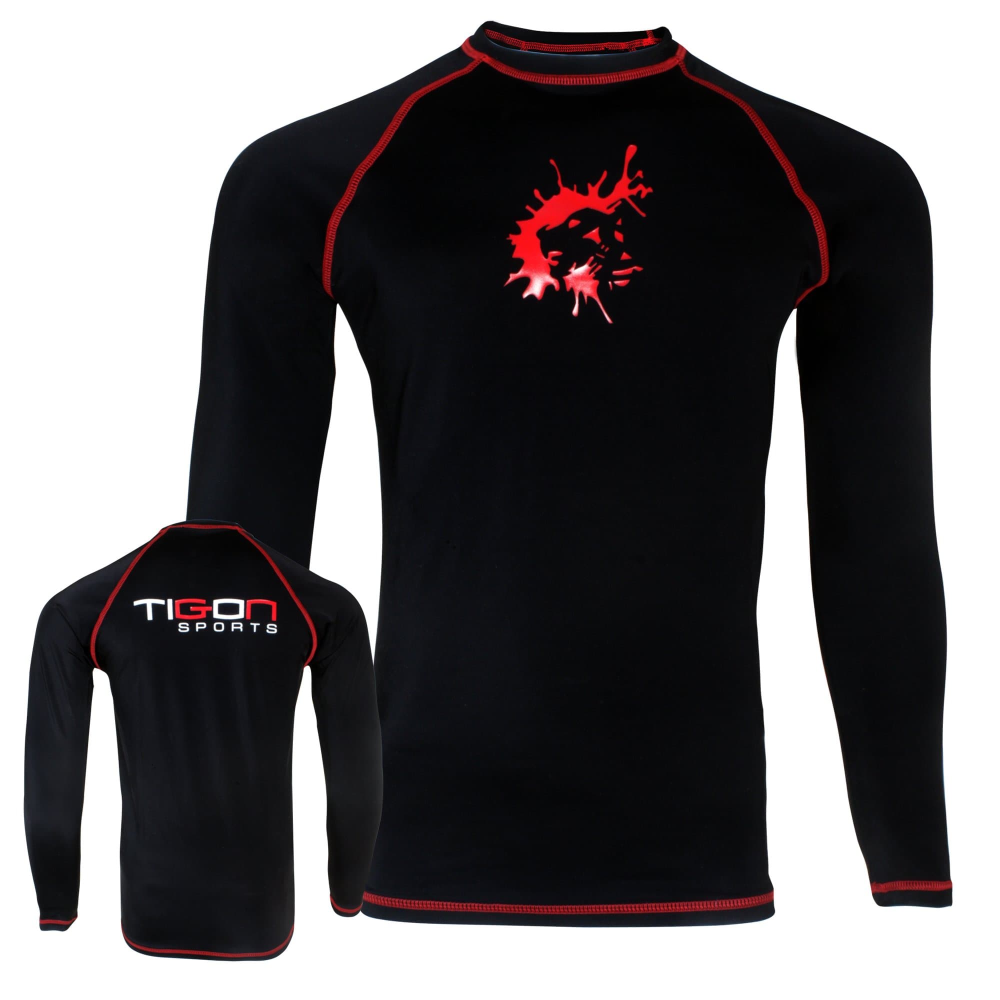 Tigon SportsTigon MMA Rash Guard Compression Base Layer Sleeve Mens Full Sleeve Black Karate Martial Arts