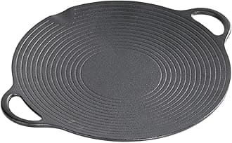 Warmiehomy Cast Iron Griddle Pan Grill,35cm Spiricle Non-Stick Dosa Pizza Crepe Pan,Baking BBQ Skillet with Handles for Oven Gas Electric Hob,Round