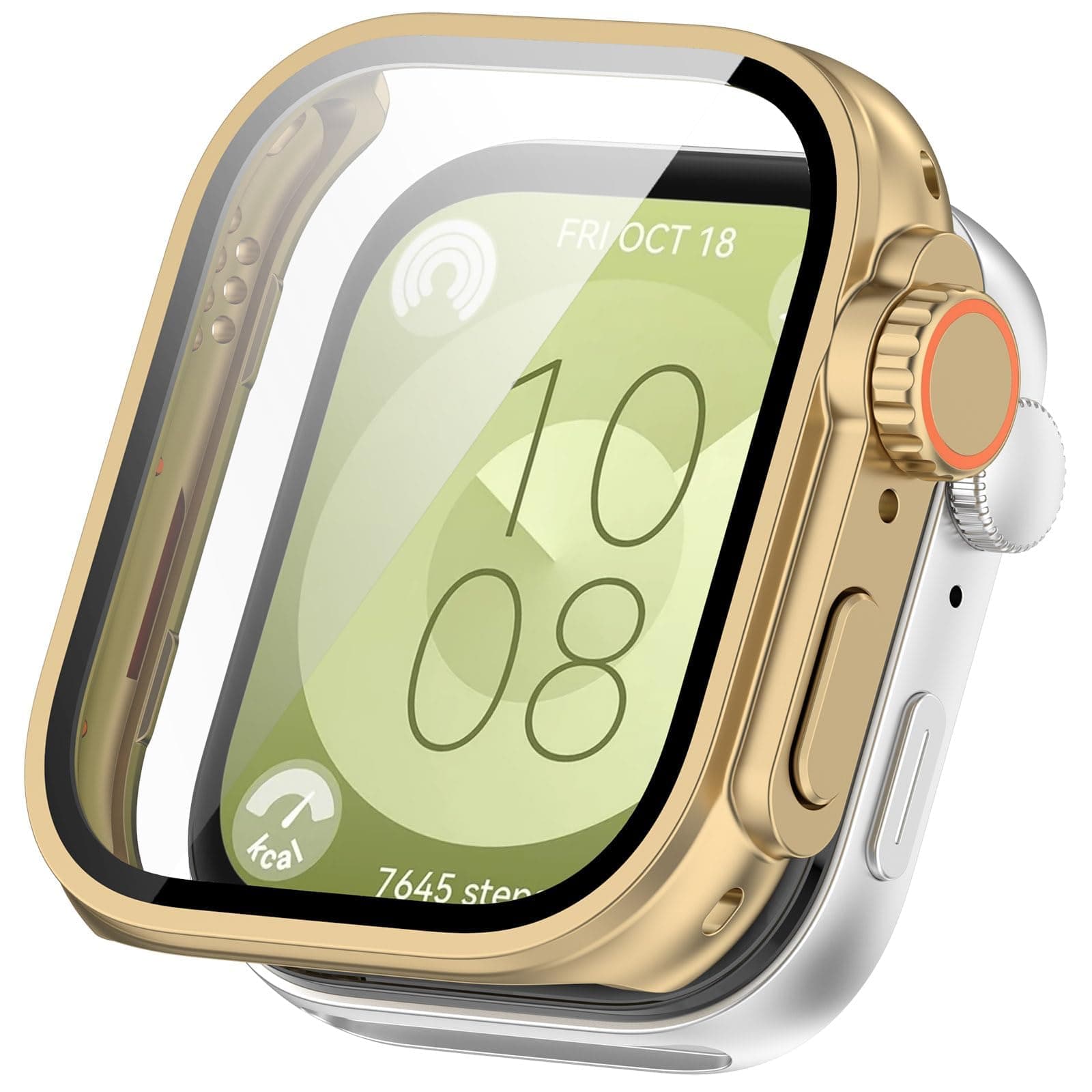 SKEIDO Full Coverage Case with Screen Protector Compatible with Huawei Watch Fit 3 / PC and Tempered Glass Protective Case Cover Smart Watch Accessories (Gold)