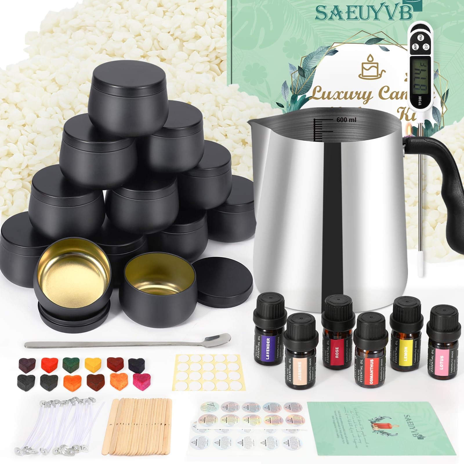 SAEUYVB Candle Making Kit for Adults - Full Set Candle Making Supplies - Soy Candle Kit - DIY Starter Scented Soy Candle Making Kit - Perfect Decoration for Family Life
