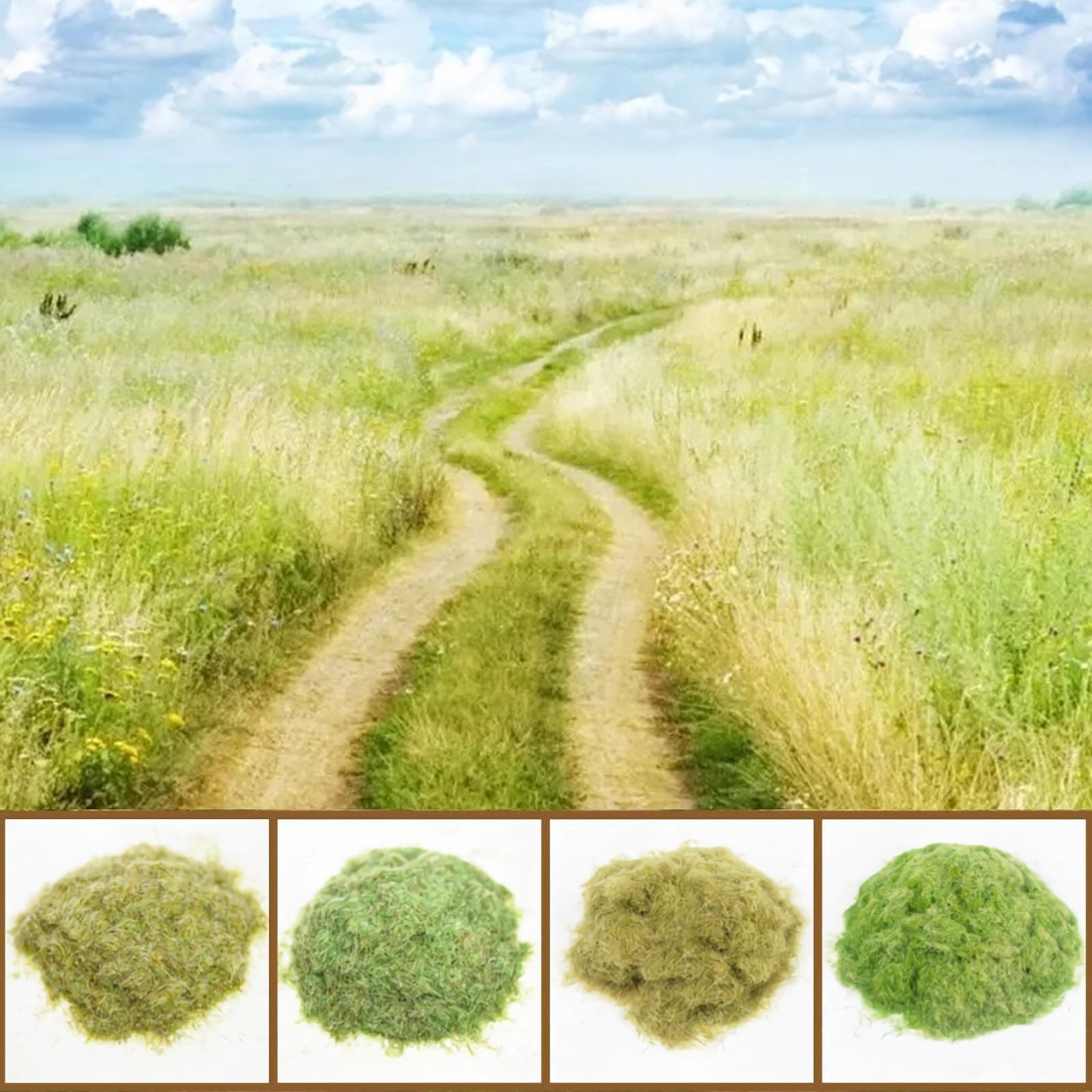 Warmtree 4Pcs Mixed Static Grass Terrain Powder 3mm Diorama Grass Model Grass Diorama Supplies Terrain Model Kit Sand Table Simulation Landscape War Game Miniatures Fairy Garden (Shades of Green)