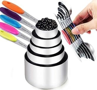 measuring cups and magnetic measuring spoons set, stainless steel measuring cups, 6 double-sided stainless steel measuring spoons & 1 leveler (12)