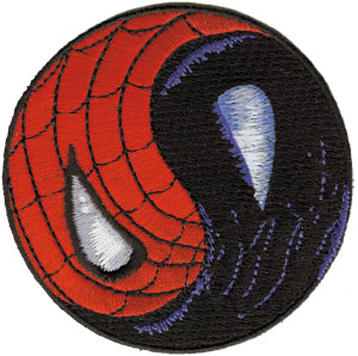 SPIDERMAN Yin Yang PATCH, Officially Licensed Comic Superhero, Iron-On/Sew-On, 2.6" x 3.5" Embroidered PATCH