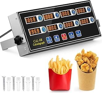 Relaxweex 1 Pack Commercial 8 Channel Digital Kitchen Timer, Multi-Countdown Timer with Loud Alarm & Large LCD Display, Wall Mount or Countertop for Restaurant, Fry Station, Baking & Lab Use