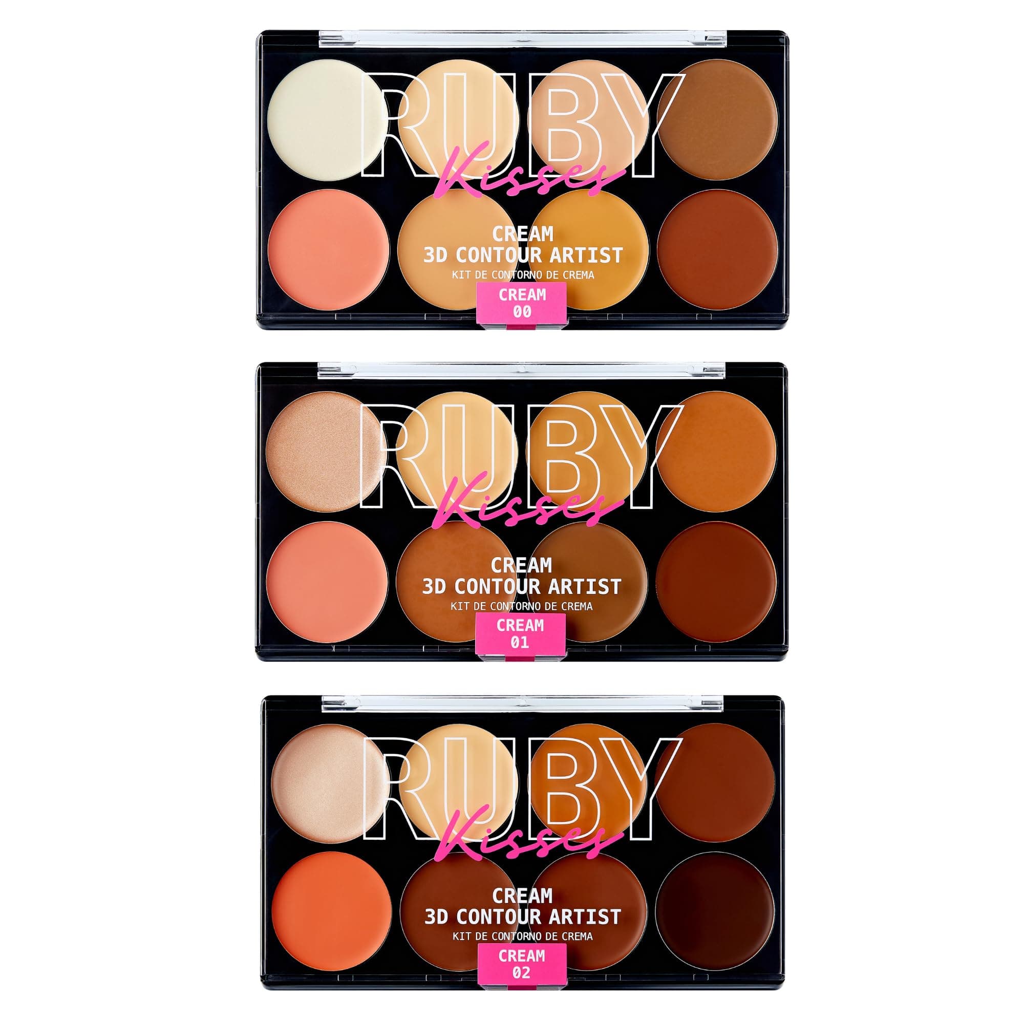 Ruby Kisses 3D Cream Contour Artist Set 3 Pack (Light, Light Medium, Medium Dark)