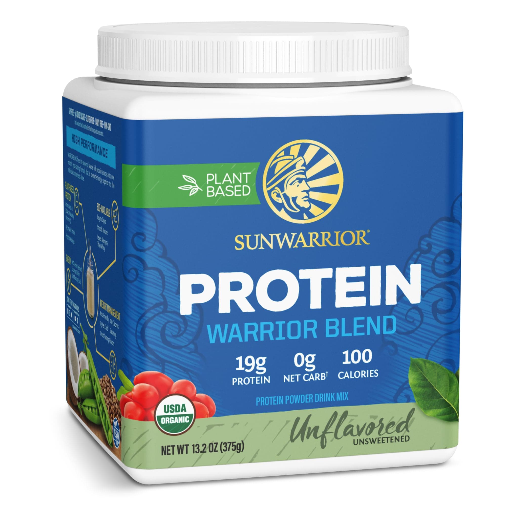Organic Plant Based Protein Powder | Vegan Organic Protein Powder Unflavored with BCAA Amino Acids & Hemp Seed Pea Blend | Non-GMO Soy Dairy Filler & Gluten Free (Unflavored, 15 Servings)