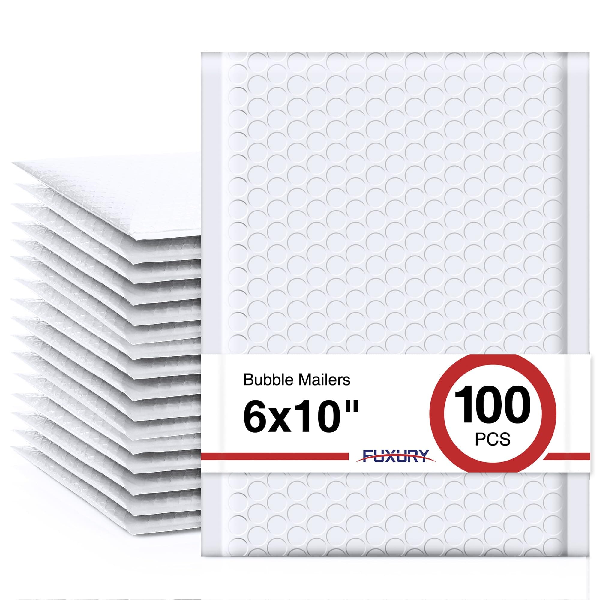 Fuxury Bubble Mailer 6x10" 100Pack White Bubble Mailers Usable Size 6x9" Self Seal Padded Mailing Envelopes Opaque Bubble Padded Mailer for Small Business Mailing Jewelry Makeup Small Items