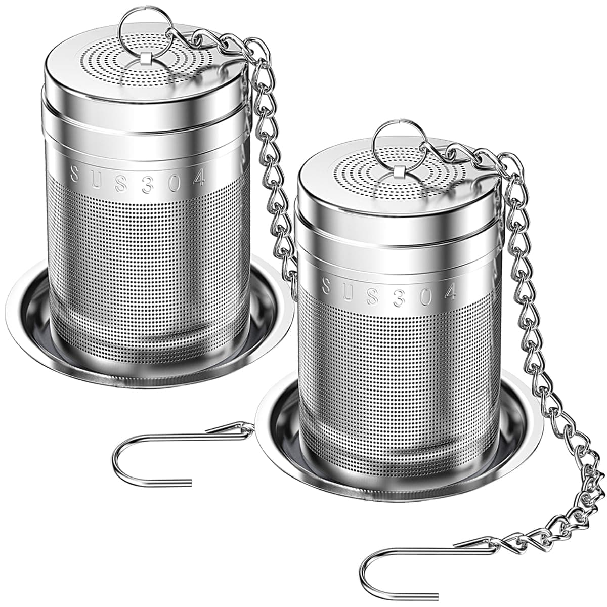 2 Pack 18/8 Stainless Steel Tea Infuser, Extra Fine Mesh Tea Infusers for Loose Tea, Tea Strainer Steeper Filter for Brew Tea, Spices & Seasonings (2)