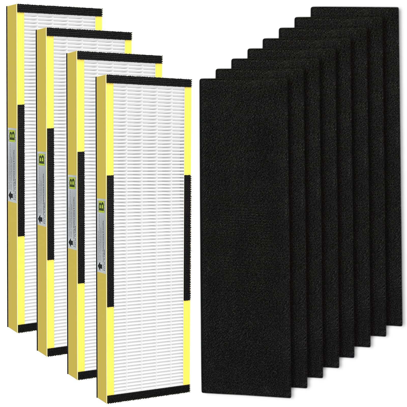 FLT4825 HEPA Filter B Replacement with Activated Carbon Pre-Filters Compatible with Guardian Air Purifier AC4825 AC4825E AC4300 AC4800 AC4880 AC4900 AC4850, 4 HEPA Filters & 8 Carbon Pre-Filters