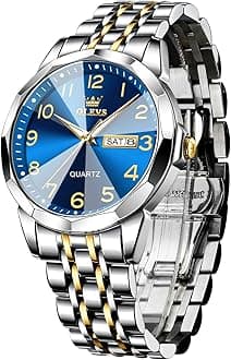 OLEVS Watch for Men Women Large Face Unisex Diamond Luxury Dress Analog Quartz Stainless Steel Waterproof Luminous Date Business Casual Wrist Watch