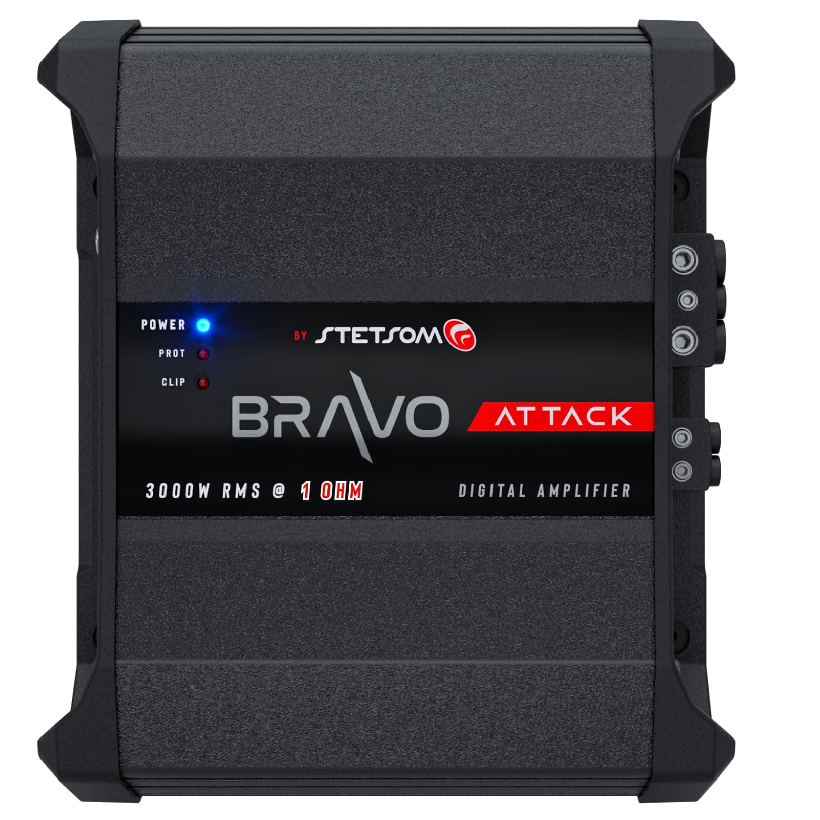 Bravo Attack 3000 1 Ohm Mono Car Amplifier, 3000.1 3K Watts RMS, 1Ω Stable Car Audio, Full Range HD Sound Quality, 3000x1, Crossover & Bass Boost, Car Stereo Speaker MD, Smart Coolers