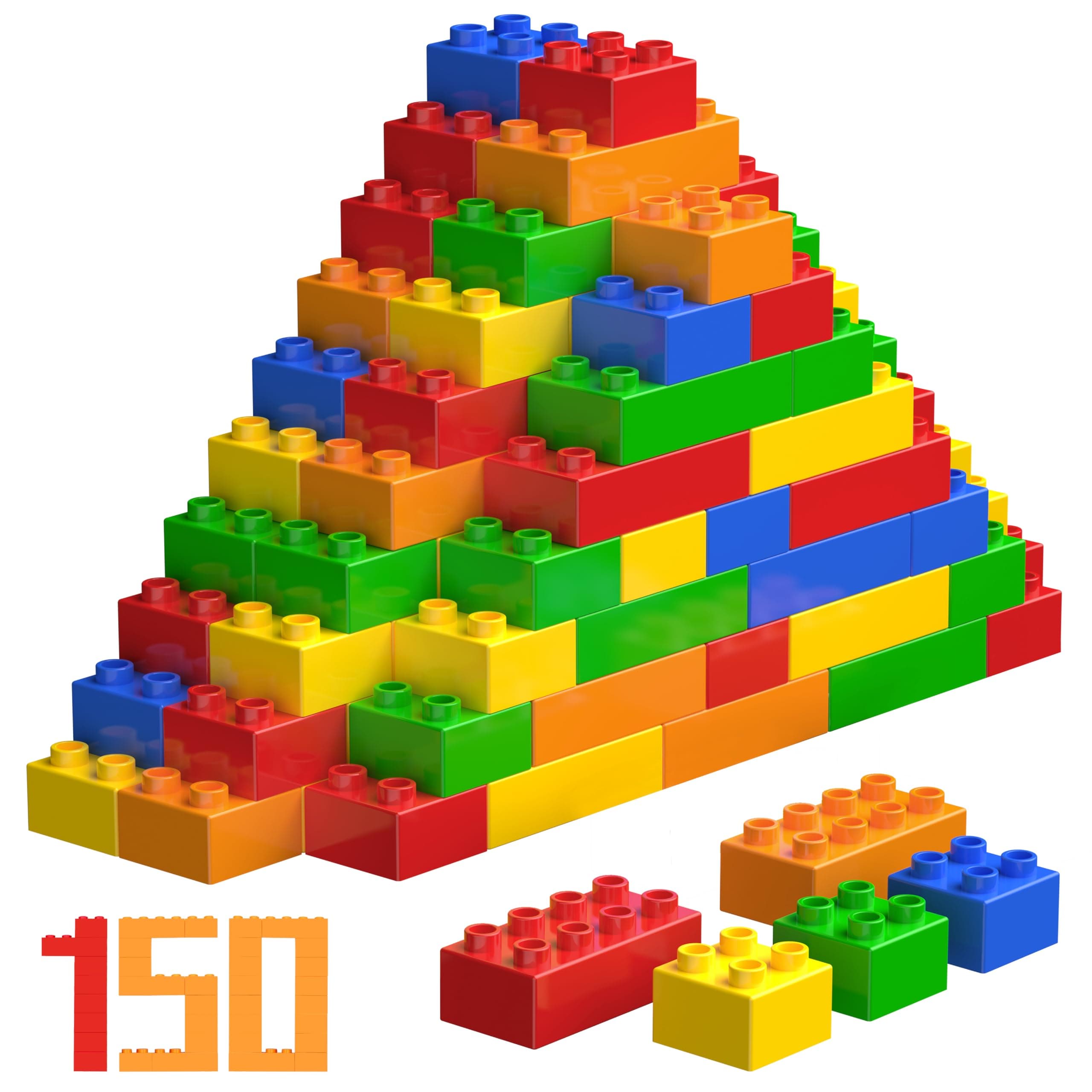 Big Building Blocks Sets for Age 3-5, Large Building Bricks Compatible with Duplo Building Bricks, Kid Building Blocks for Ages 3 4 5 6, Big Blocks Gifts for Boys Girls,150PCS.