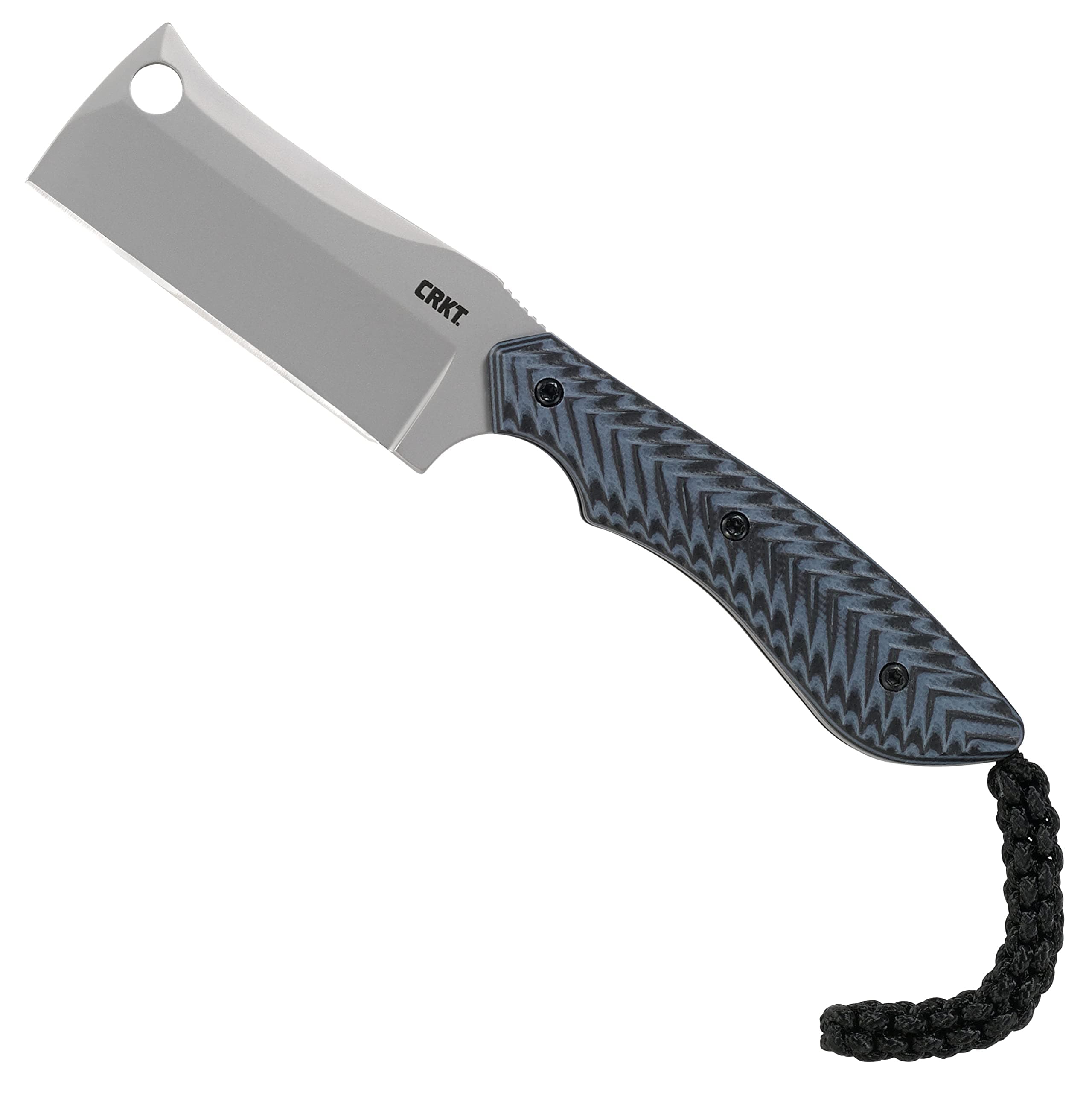 CRKT S.P.E.C. Fixed Blade Knife with Sheath: Compact Bead Blast Cleaver, Textured G10 Handle, Nylon Sheath with Lanyard and Belt Loop Satin Blade / G10 handle / 2398