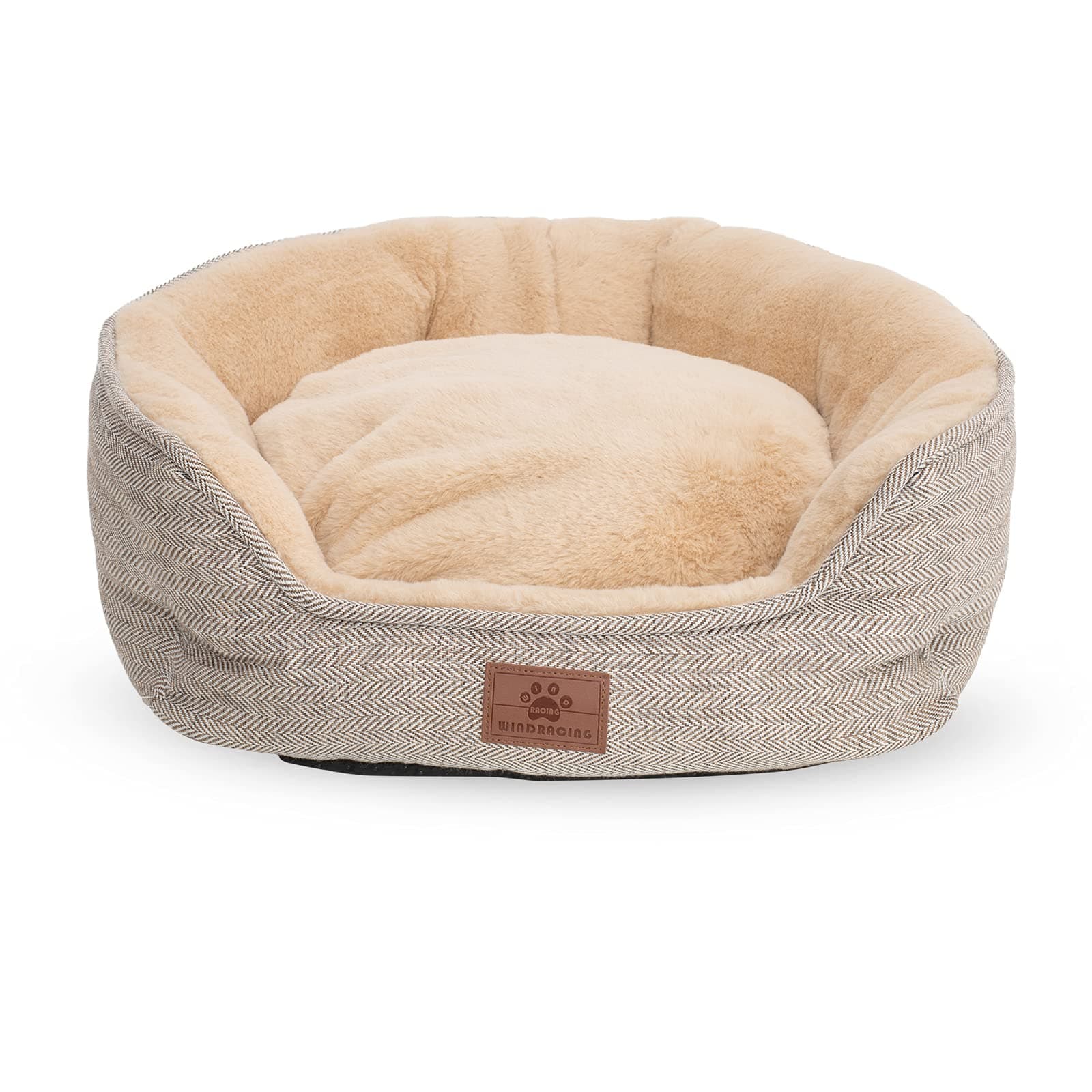 Medium Size Cat and Dog Beds, Fur Material, Removable Inner Pillow, Non-Skid and Waterproof Bottom, Superior Comfort, Washable