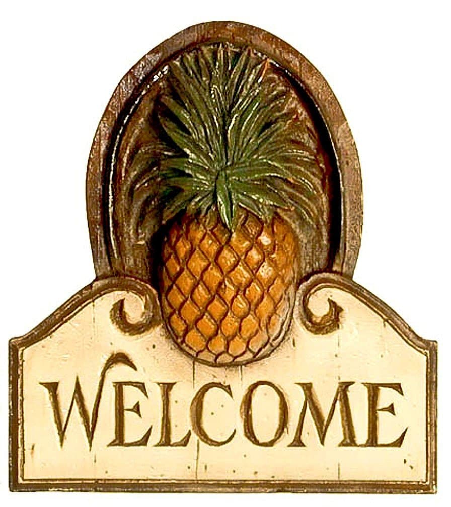 Pineapple Welcome Friends Wall Plaque