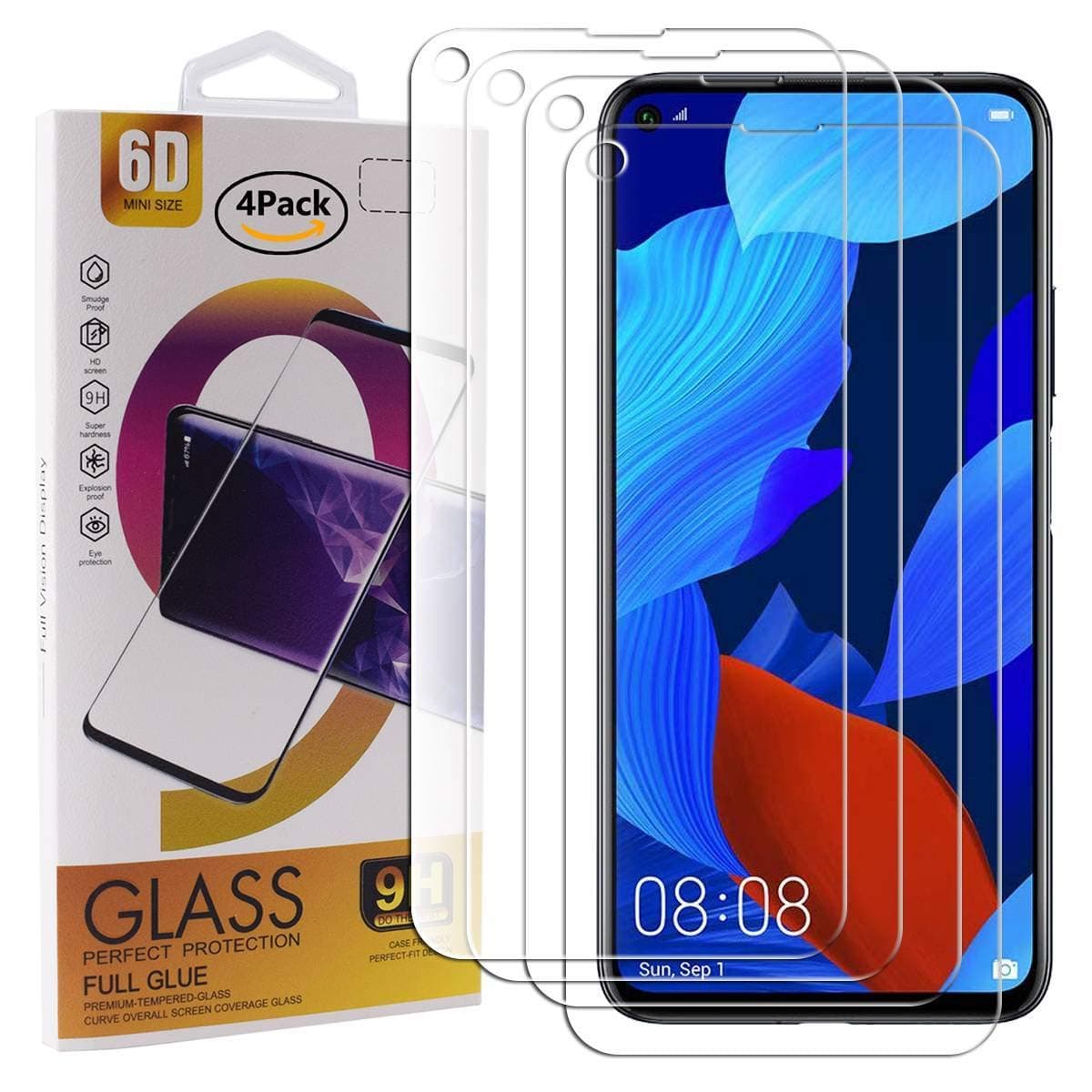 Guran 4 Pack Tempered Glass Screen Protector For HUAWEI Nova 5T Smartphone Scratch Resistance Protection 9H Hardness HD Transparent Shatter Proof Film