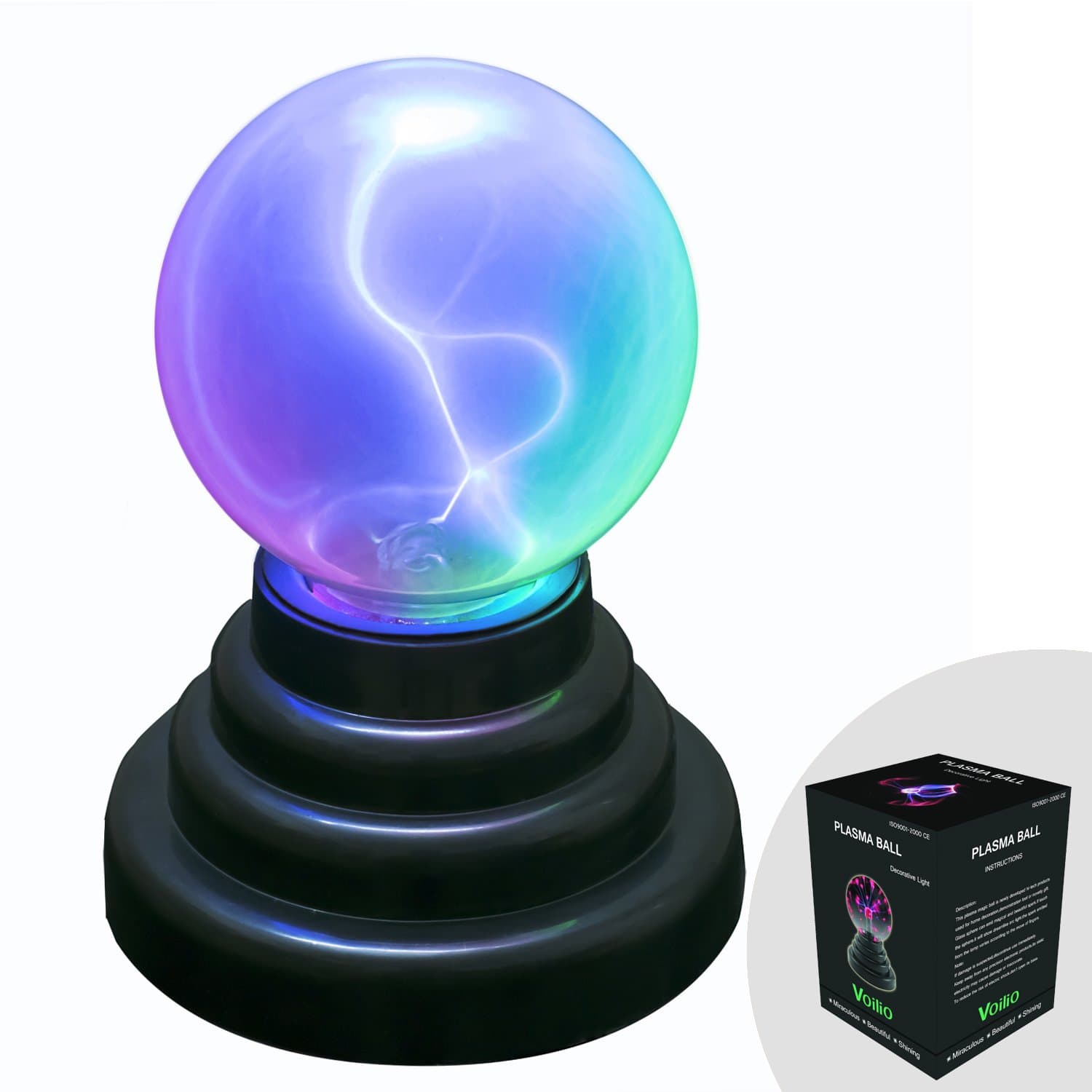Plasma Ball Sharp Aurora Polar Light Simulator Globe USB and Battery Powered Home Decor Unique Novelty Gifts(3 inches)