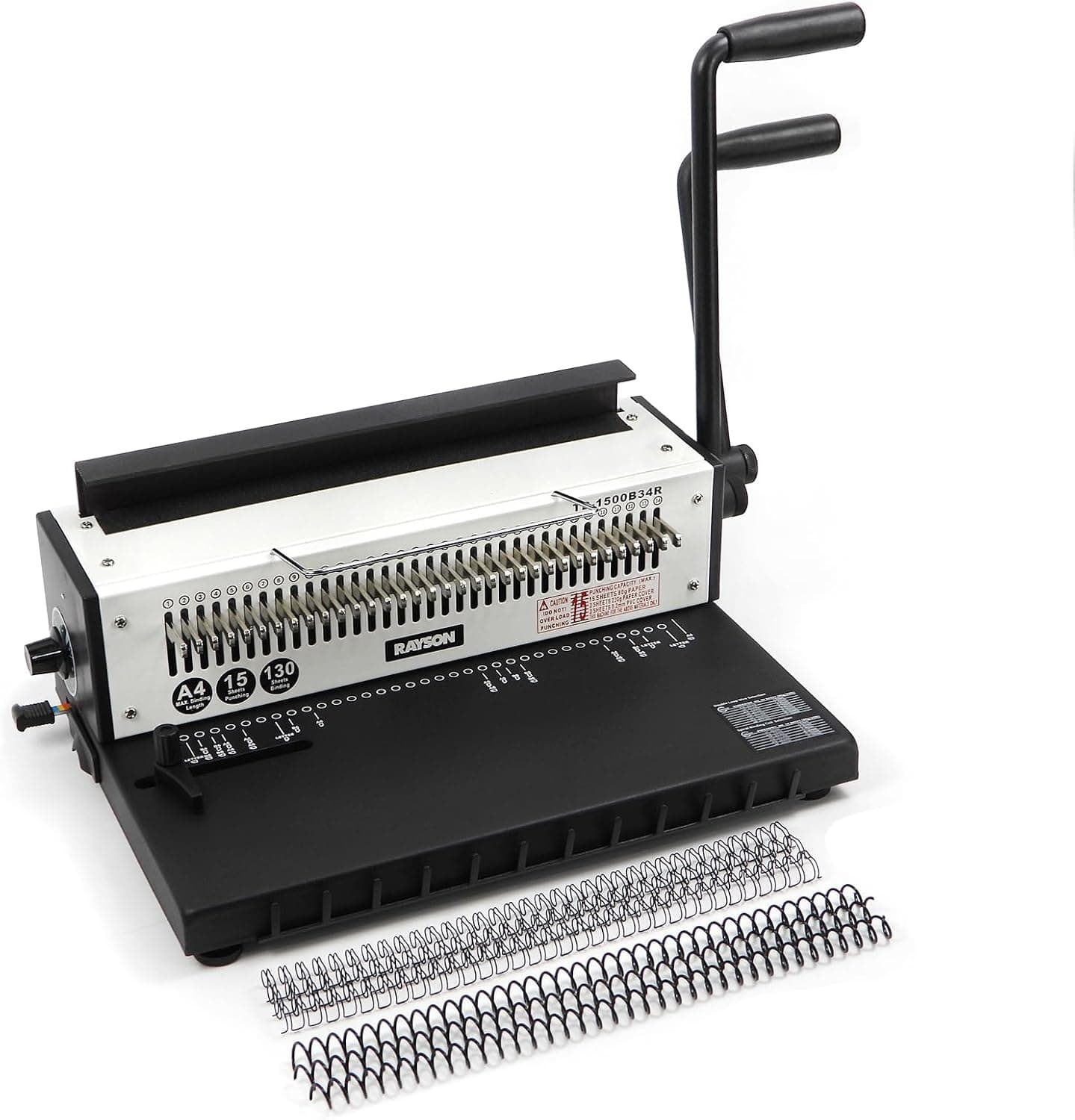 RAYSON TD-1500B34R Wire Binding Machine, 3:1 Pitch, 34-Round Hole, 130-Sheet Wire Binding Capacity