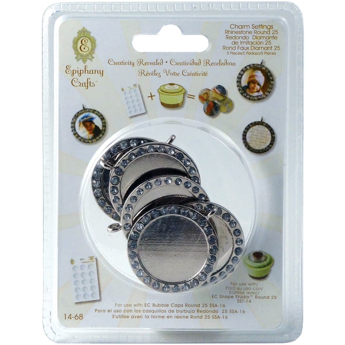 Epiphany Crafts EC14-68 Metal Charm Settings, 5-Pack