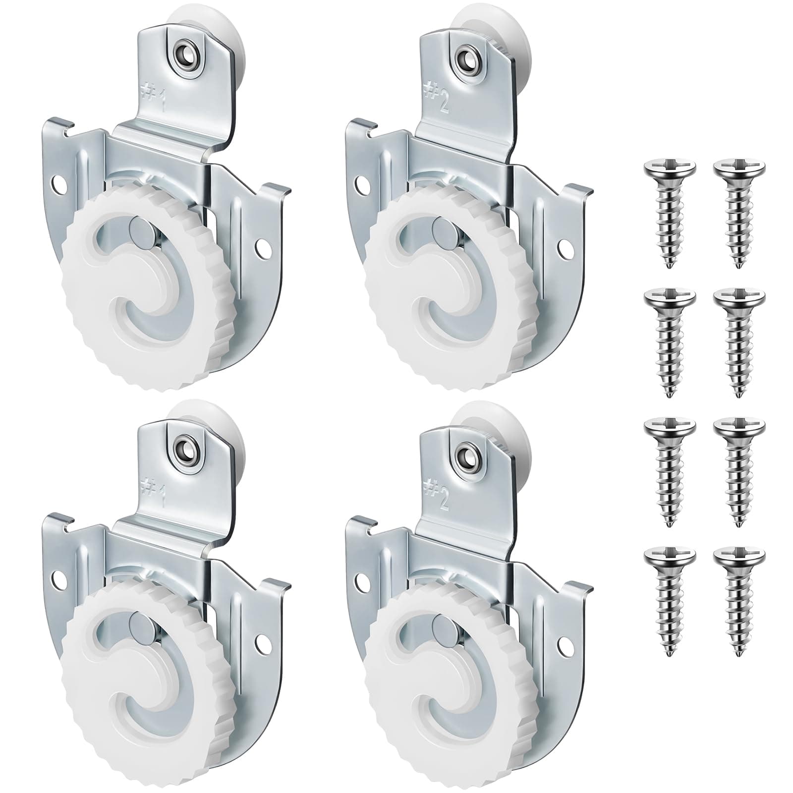 Yaocom 12 Pcs Closet Door Hardware Set Includes 4 Dial Adjust Door Hangers and 8 Screws for Wardrobe Closet Cabinet Smoothly and Quietly Sliding