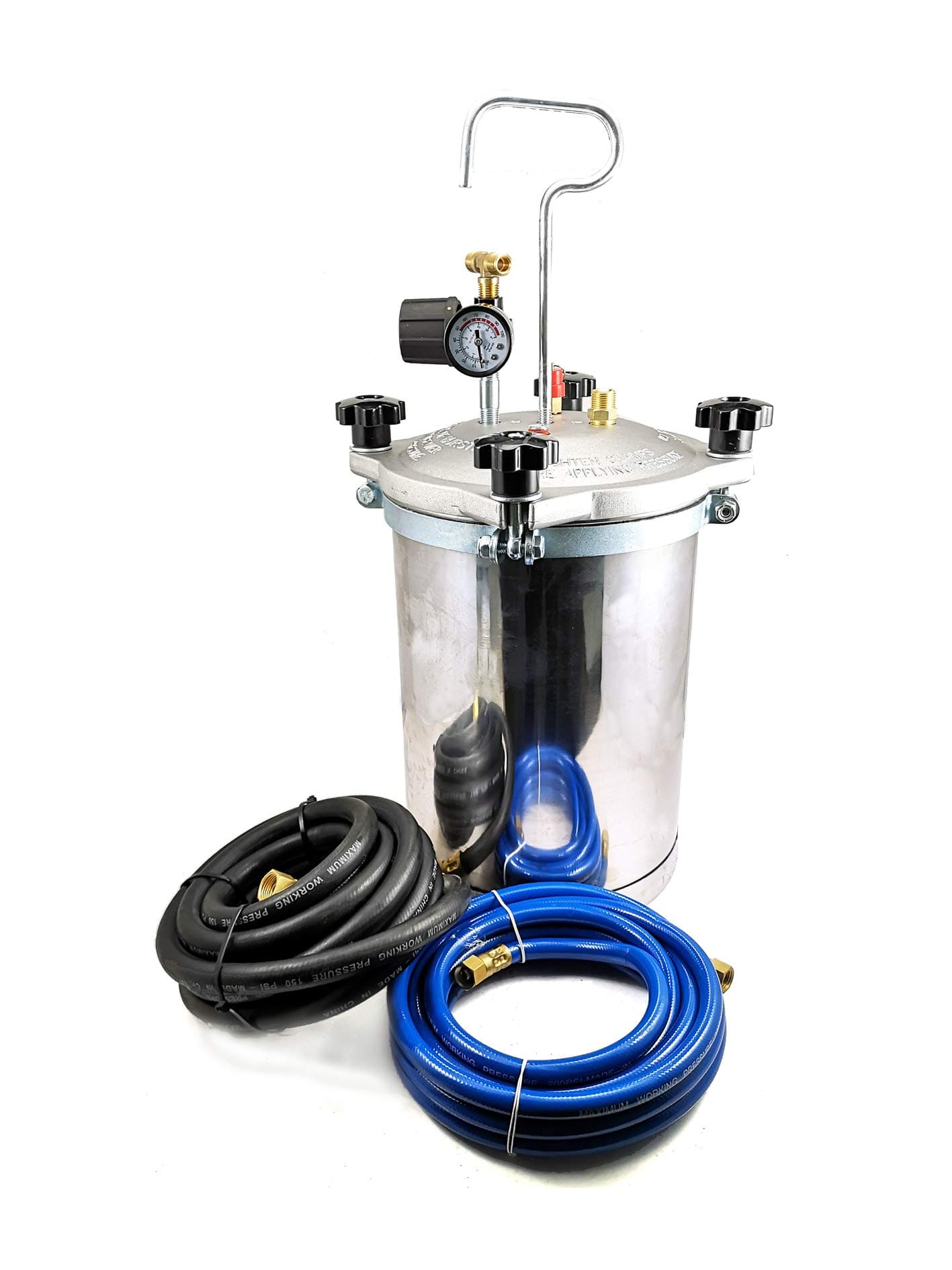 DP Dynamic Power PRO Stainless Pressure Paint Tank 2.5 Gallons Pressure Pot Tank Spray Paint Pressure Pot Tank with Manual Mixing Agitator Paint Tank(2.5 Gallons)