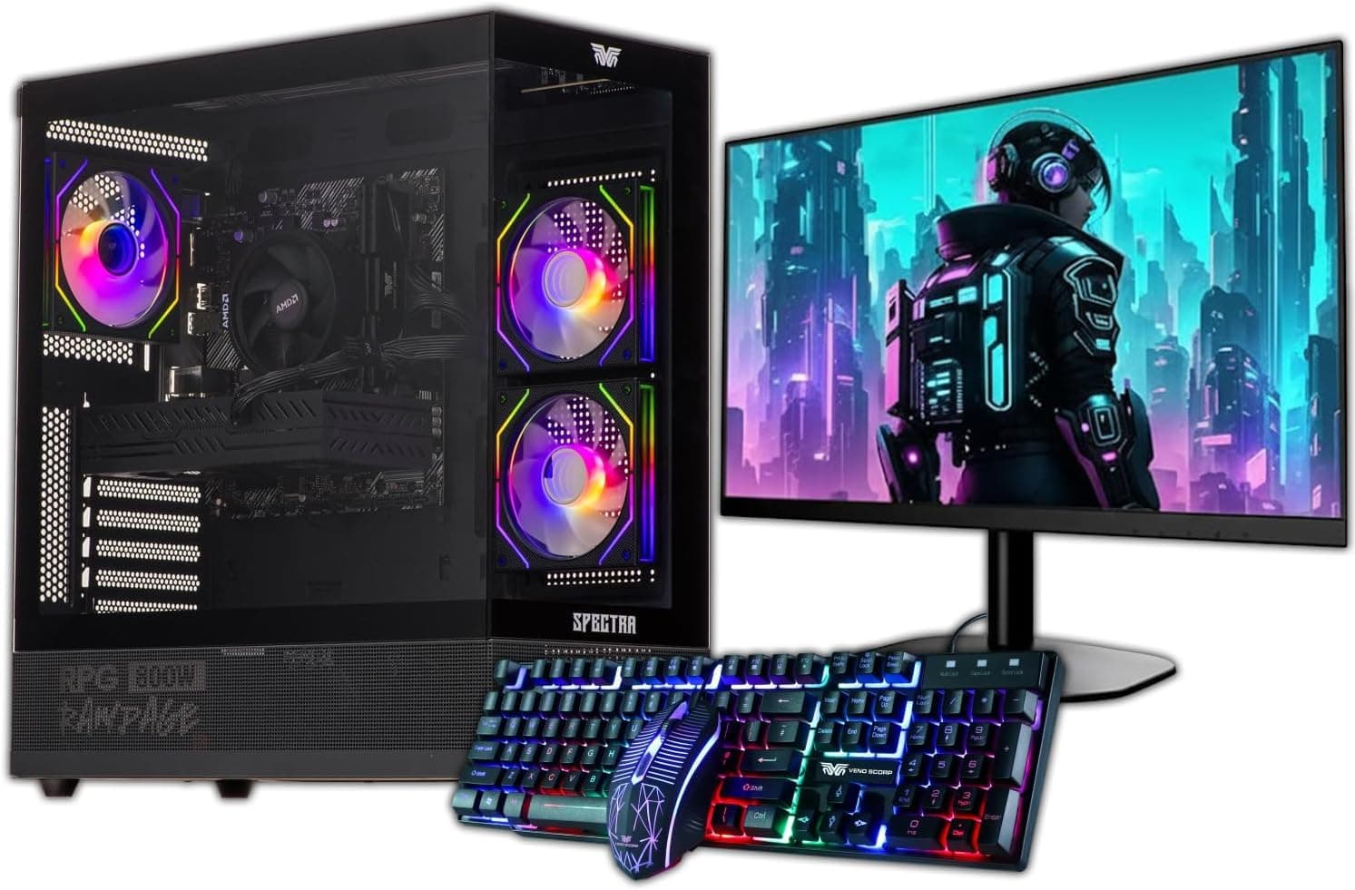 – Veno Scorp GAMING PC Bundle Intel Core i7 2600 16GB Ram, 24" Full HD Led Monitor 256GB SSD + 1TB HDD GTX 1650 4GB Windows 11 Gaming PC Spectra USB 3.0