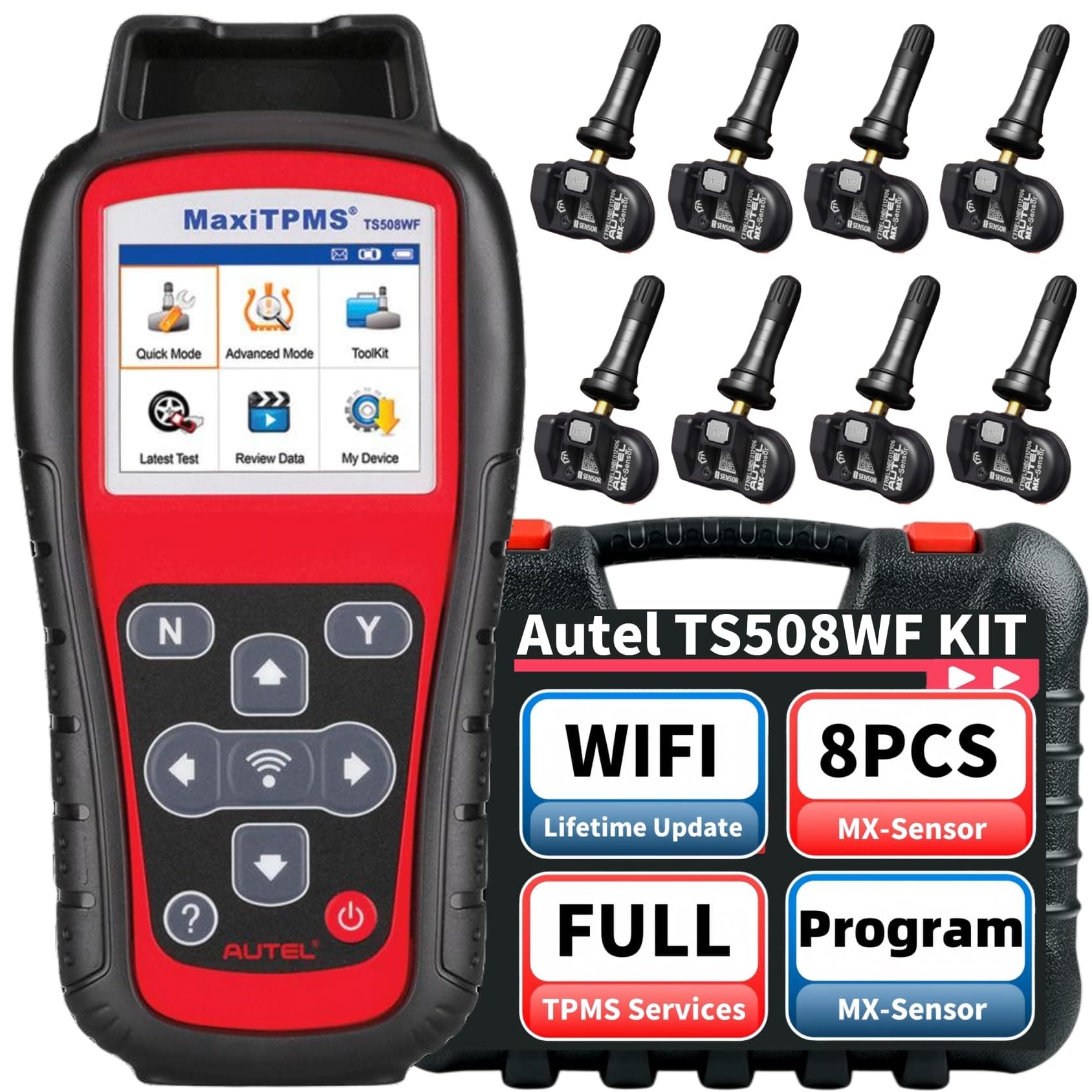 Autel MaxiTPMS TS508WF KIT 2025 TPMS Programming Tool with 8PCS Autel MX Sensor ($229), Tire Sensor Programmer, Relearn/Activate/Read/Copy TPMS Sensors, TPMS Reset, WiFi Ver. of TS601 TS508 TS501 