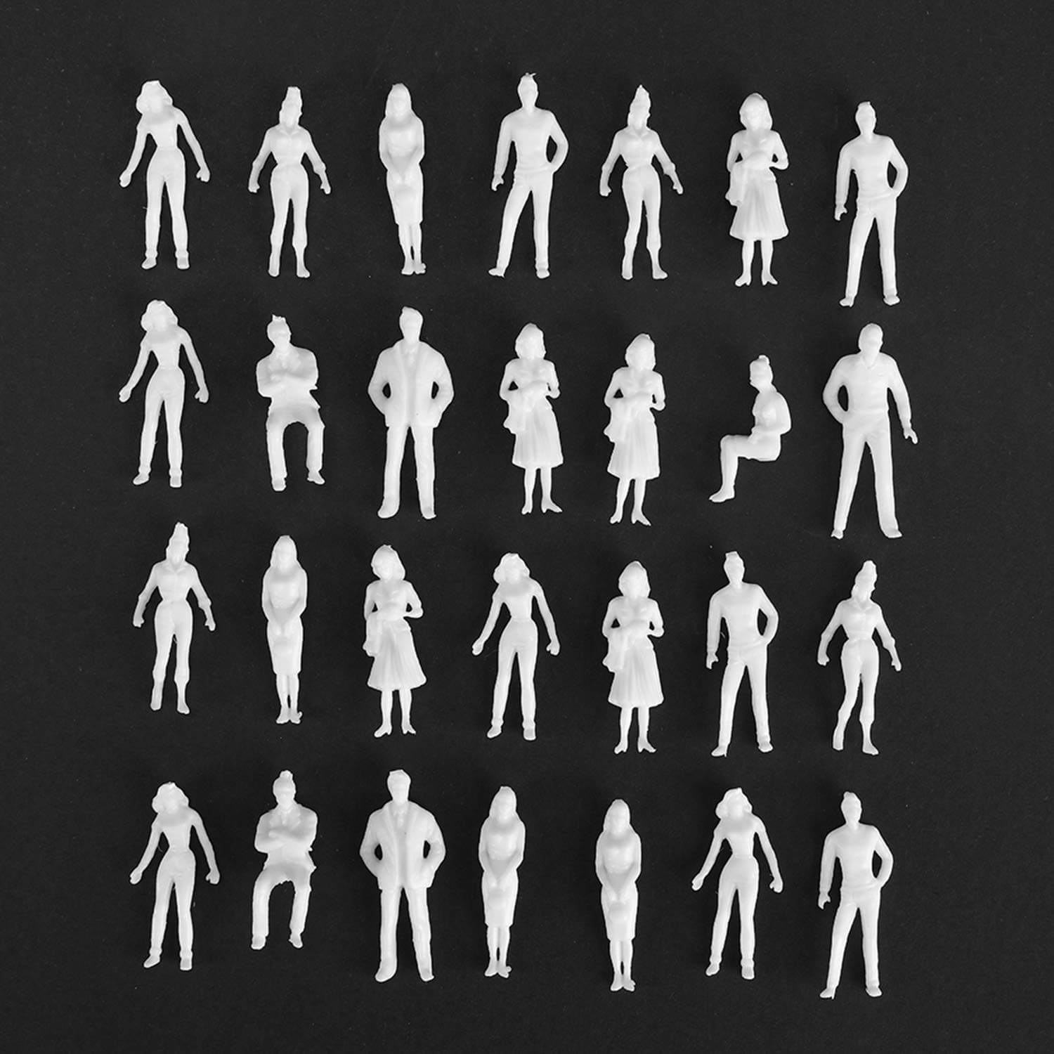 1:50 Scale Model People Unpainted Figures 100 Pieces Model Trains Architectural O Scale Standing and Sitting Little People Figures for Miniature Scenes, White Color