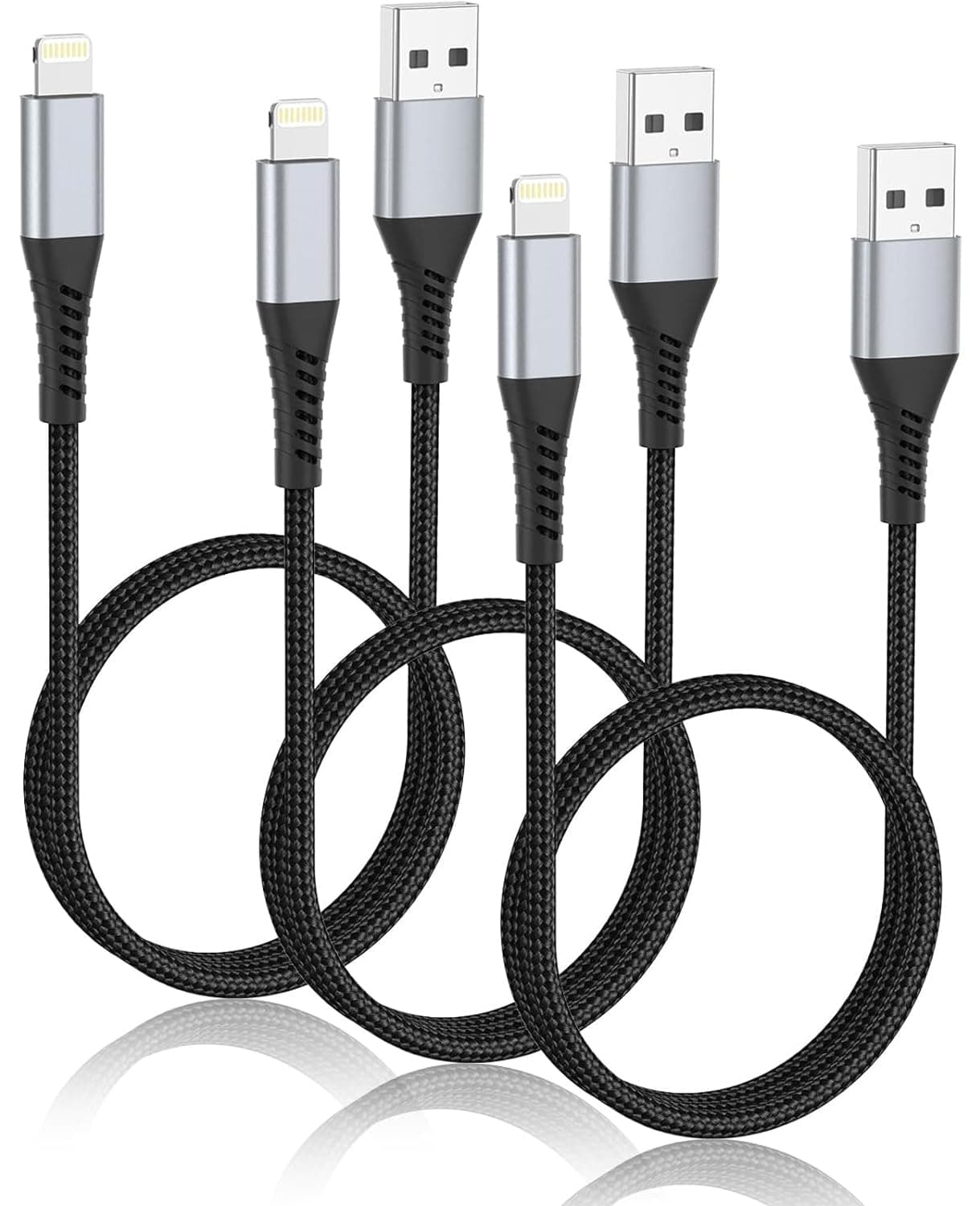 2FT iPhone Charger Cable, 3Pack USB to Lightning Cable for Car Braided, Fast Charging Lightning Cord for iPhone 14 13 12 11 Pro Max Mini 10 8 7 Plus XR XS SE, iPad