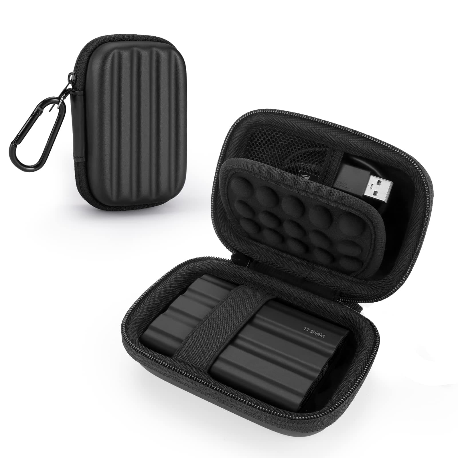 Case Compatible with Samsung T7 Shield/ T9 / T7 Touch Portable SSD USB 3.2 1TB, 2TB, 500GB, Hard EVA Portable Travel Storage Protective Cover (Black)