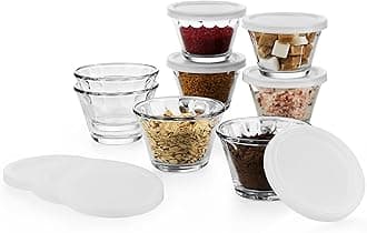 Baker’s Basics 8-Piece Cupcake Party Glass Baking Dish Set with Lids, Round Small Glass Bowls, Prep Bowls for Cupcakes, Mini Pot Pies, and More