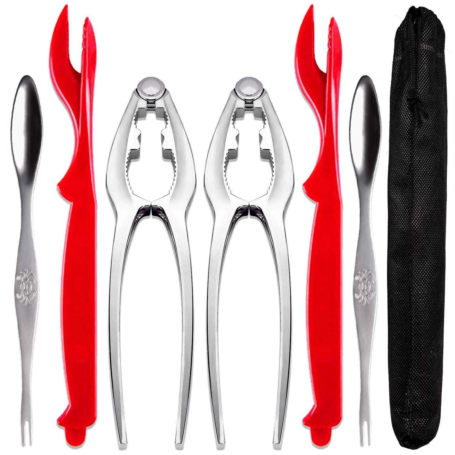 6 PSC Crab Leg Crackers, Crab Crackers and Tools Set with Stainless Steel Seafood Utensils Crackers & Forks Cracker, Shellfish Crackers and Tools for Seafood Boil Party Supplies, Dishwasher Safe