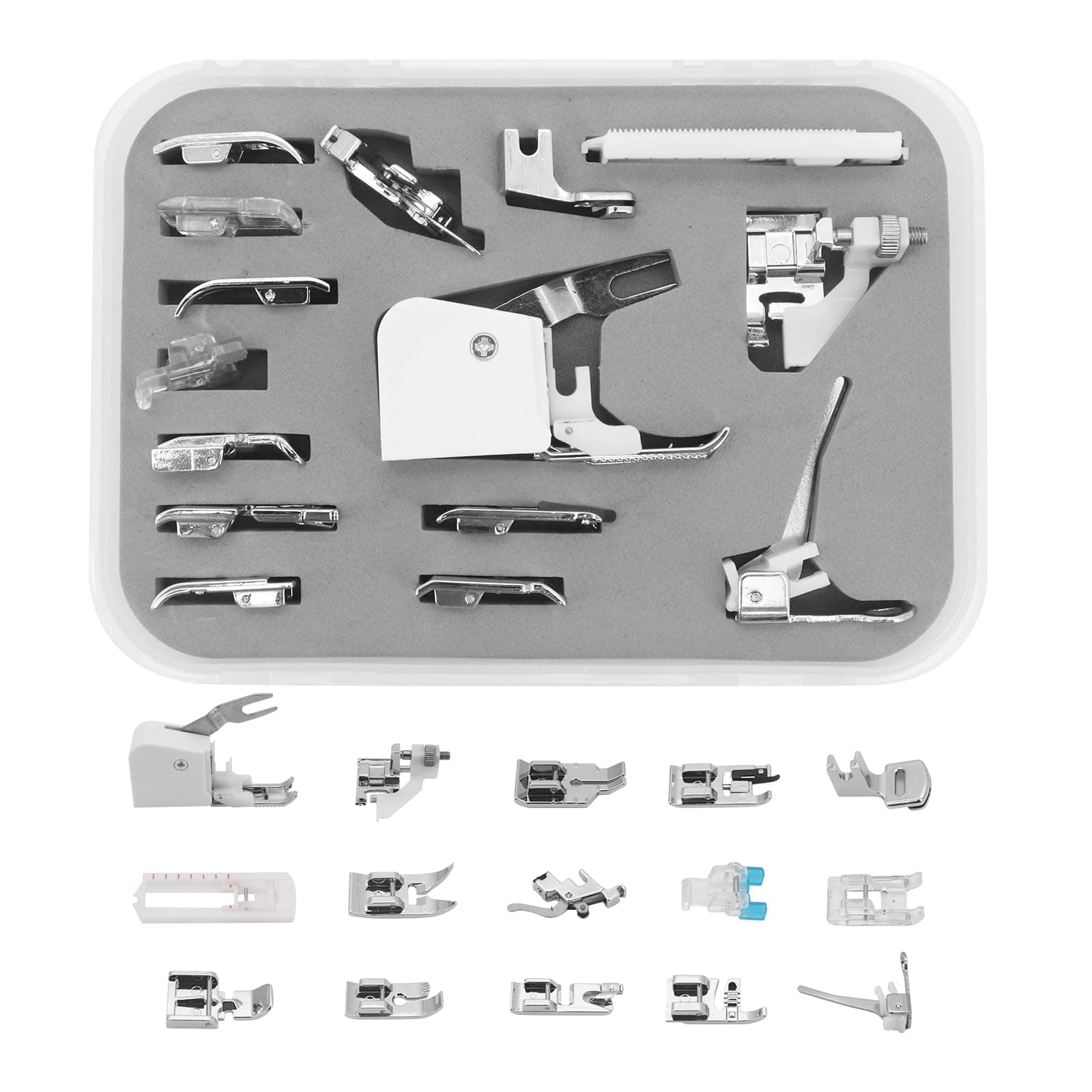 15 Piece Sewing Machine Accessory Set, Presser Foot Walking Foot Kit for Brother, Janome, Singer, Carina, Veritas, Dorina