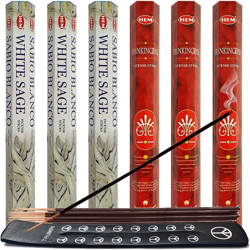 White Sage Incense Sticks & Holder Bundle Variety Pack from Hem Trumiri Insense Insence