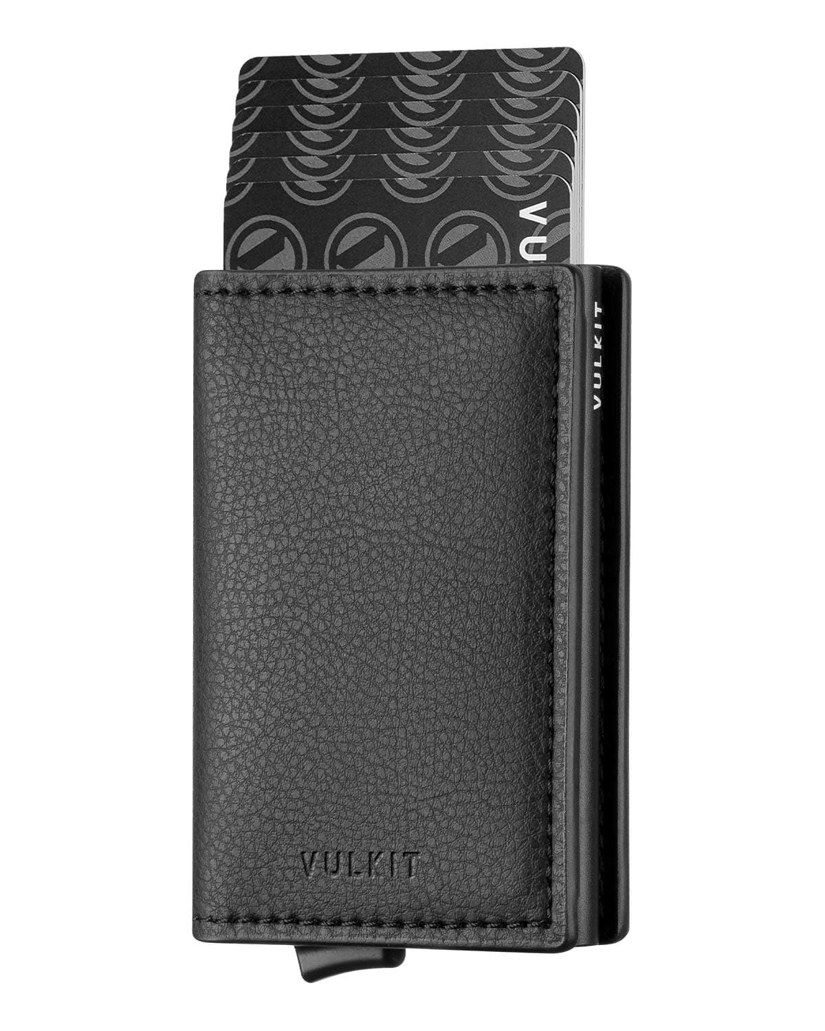 VULKIT Credit Card Holder RFID Blocking Leather Automatic Pop Up Wallet Aluminum Slim Pocket Bifold Business Card Case