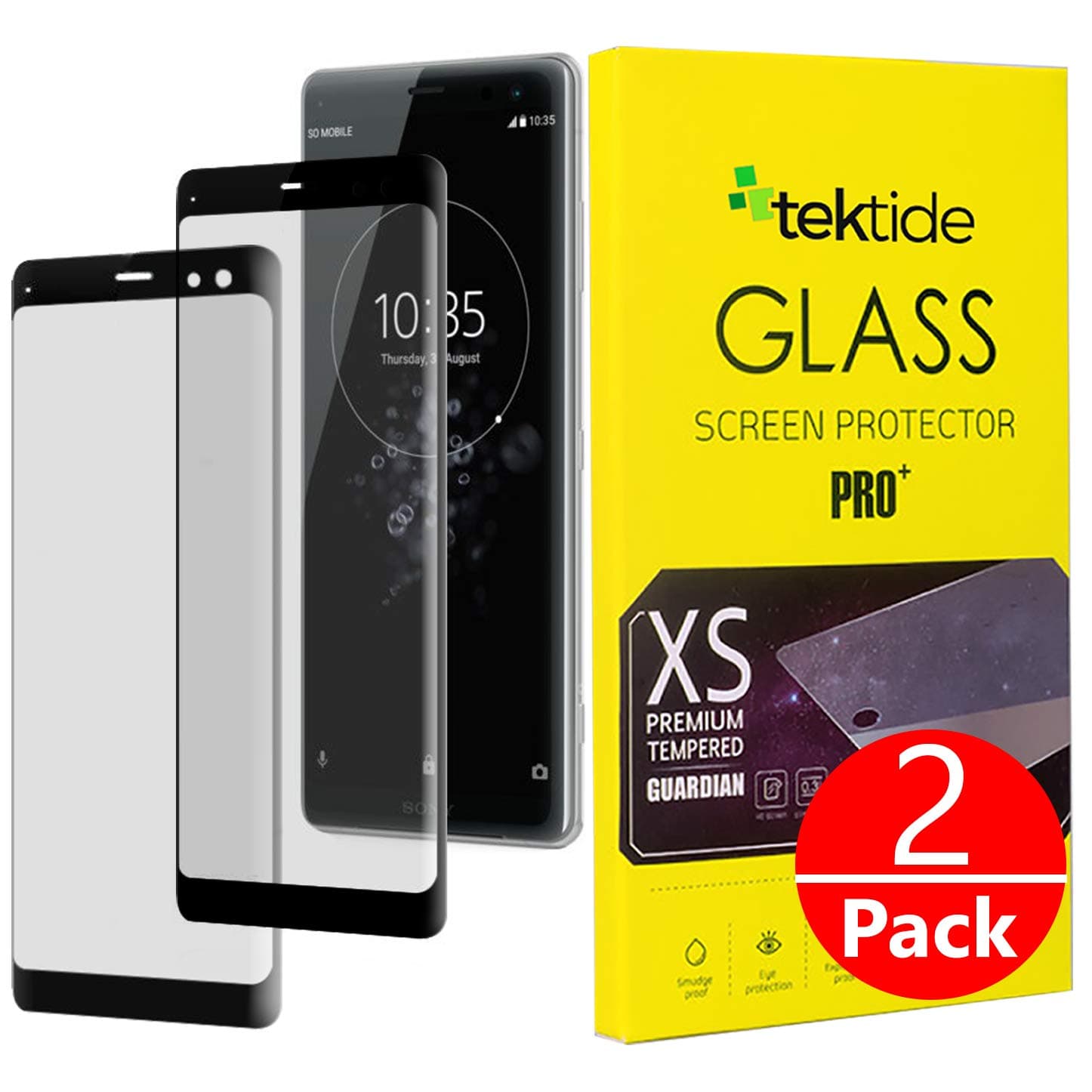Screen Protector Compatible for Sony Xperia XZ3, [Edge to Edge Coverage] 3D Curved Fit Drop-protection Shatter-proof Safety Laminated Tempered Glass Screen Cover/Display Shield [2 Pack]