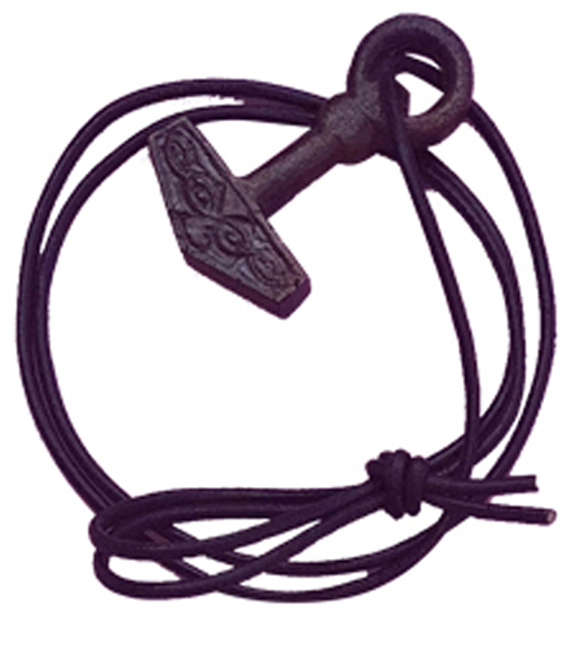 SIXTH SENSE BRANDED Big Solid Antique Brass Pendant Hammer of Thor Necklace with Genuine Leather Cord and Copper 55x35x6 mm