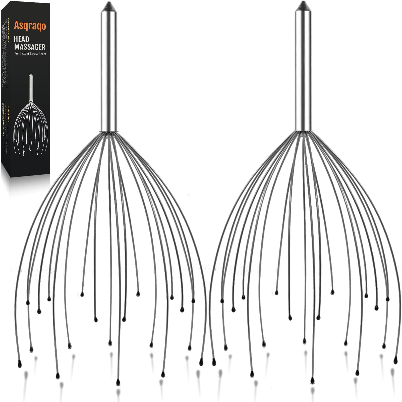 Asqraqo Stocking Stuffers, 2 Pack Scalp Massagers, 20 Fingers Hand-held Massage Tingle, Head Massagers for Deep Relaxation, Stress Relief and Hair Stimulation Christmas Presents