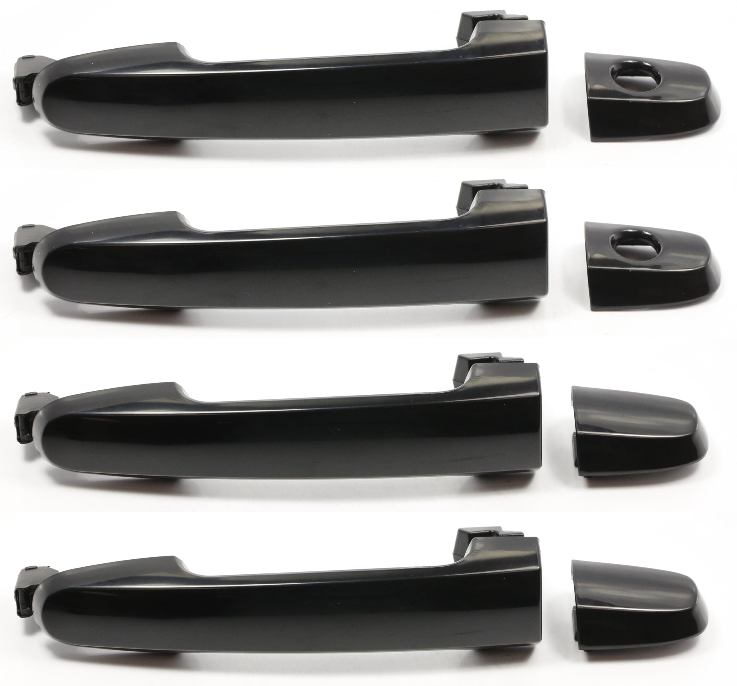 224859 Outer Exterior Outside Door Handle Smooth Black Set of 4 for Various Toyota Models