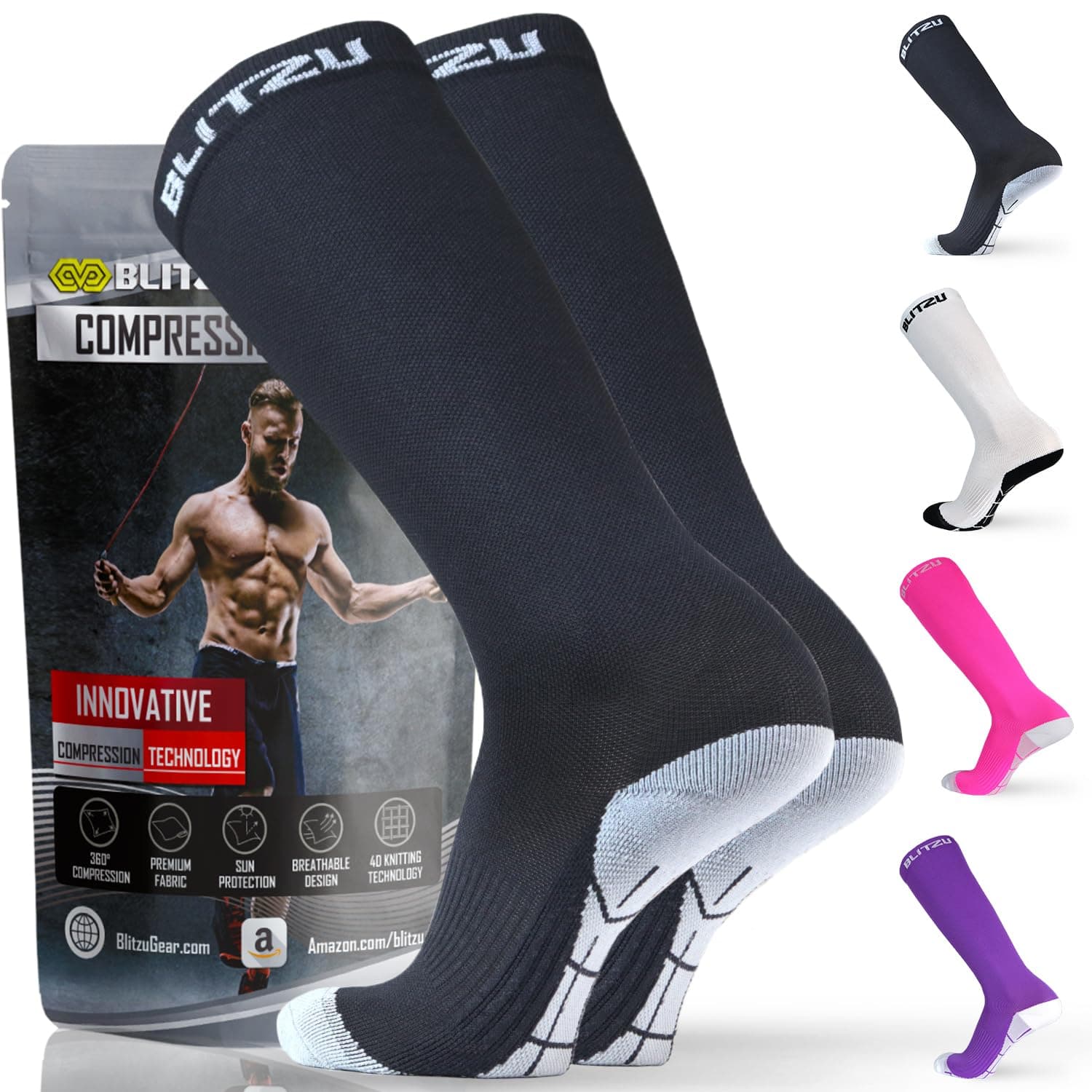 BLITZU Compression Socks For Women & Men Support Socks For Circulation, Compression Stockings For Women.