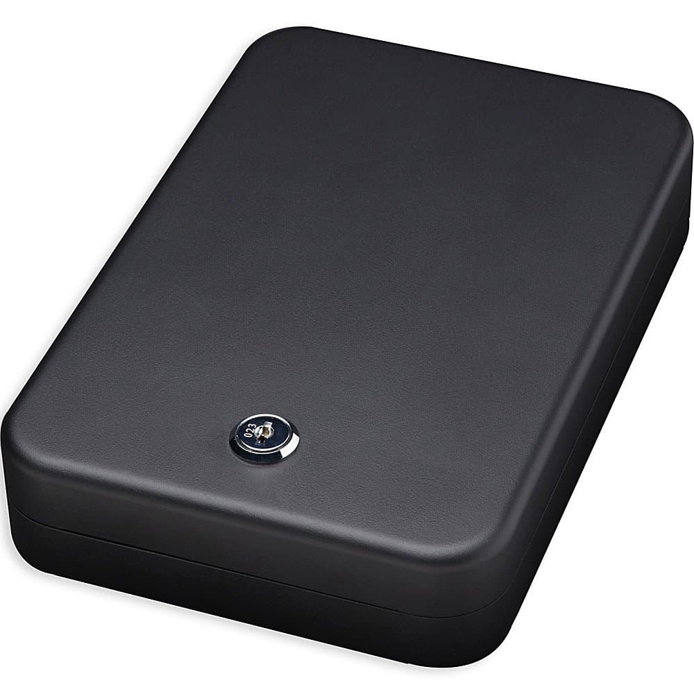 Bulldog Vaults Personal Safe with Key Lock and Security Cable, 9.5 x 6.5 x 1.8-Inch, Black