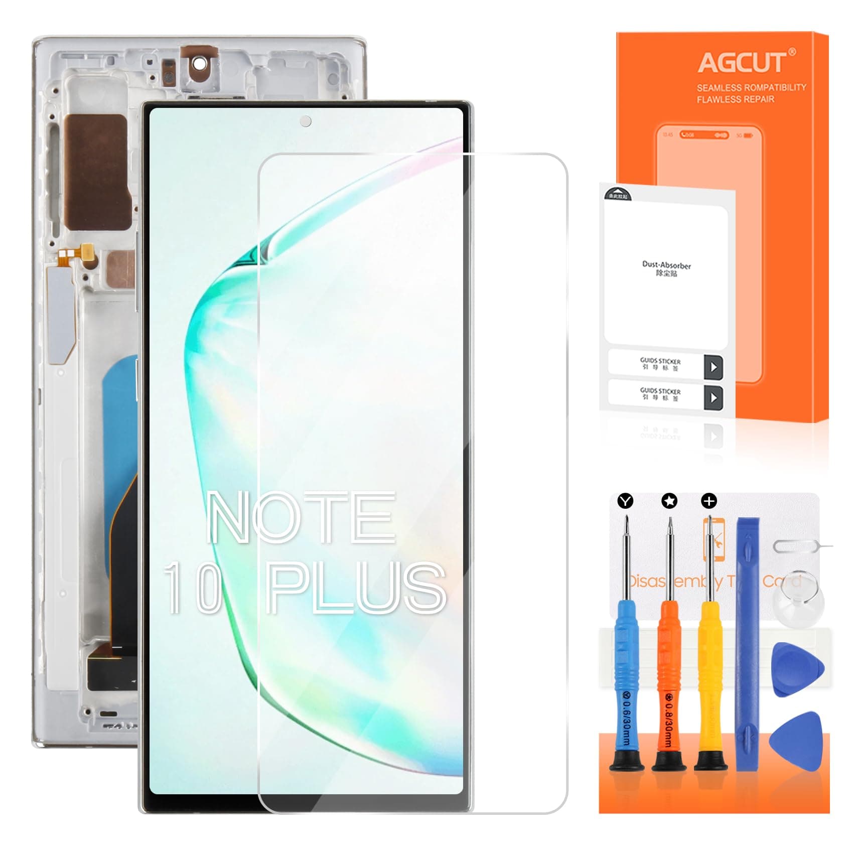 INCELL for Samsung Galaxy Note 10 Plus Screen Replacement for Samsung Note 10 Plus LCD Display SM-N975F SM-N975U LCD Digitizer Touch Assembly Silver with Frame(No Fingerprint)