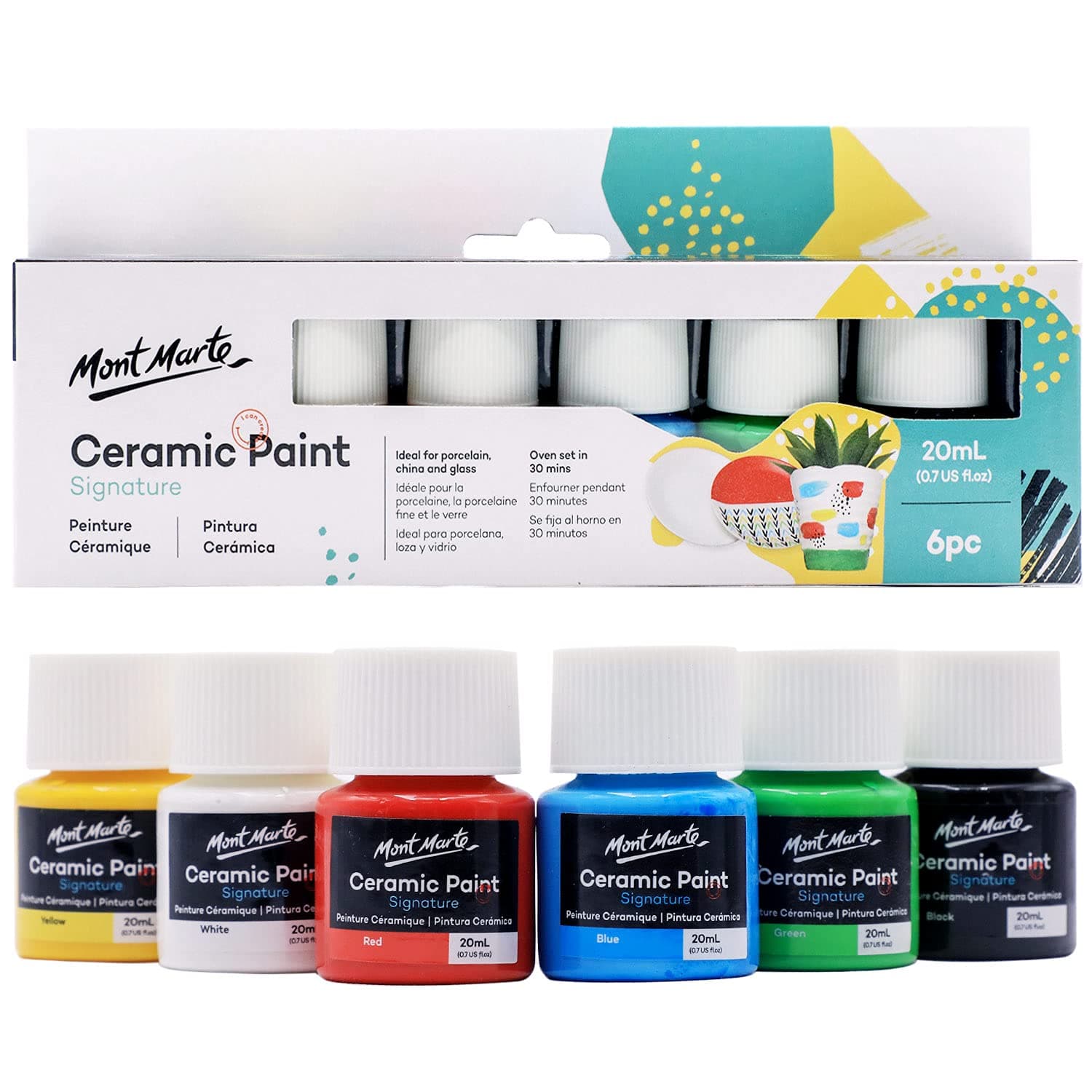 Ceramic Liquid Paint - 20ml, 6 Pieces (Multicolor)
