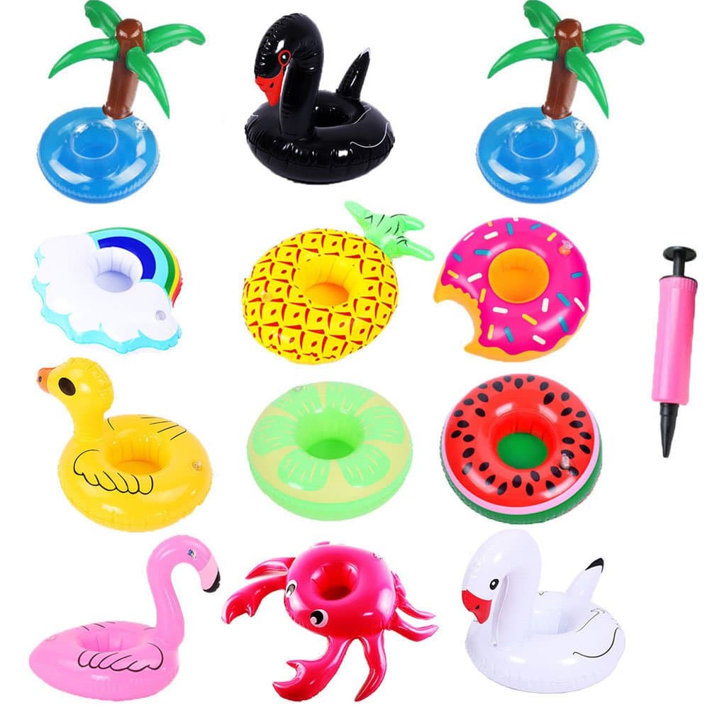AISHNE 12 Pack Inflatable Drink Holders Drink Pool Floats Cup Holder Inflatable Cup Coasters for Pool Party and Kids Bath Toys
