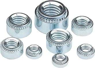 Rely®⇒VP INDUSTRIES (Pcs-25) M8 Self-Clinching Rivet Nut Mild Steel White Zinc Plated | Round Head Steel Fastener for Metal Sheet Mounting & Hardware Applications