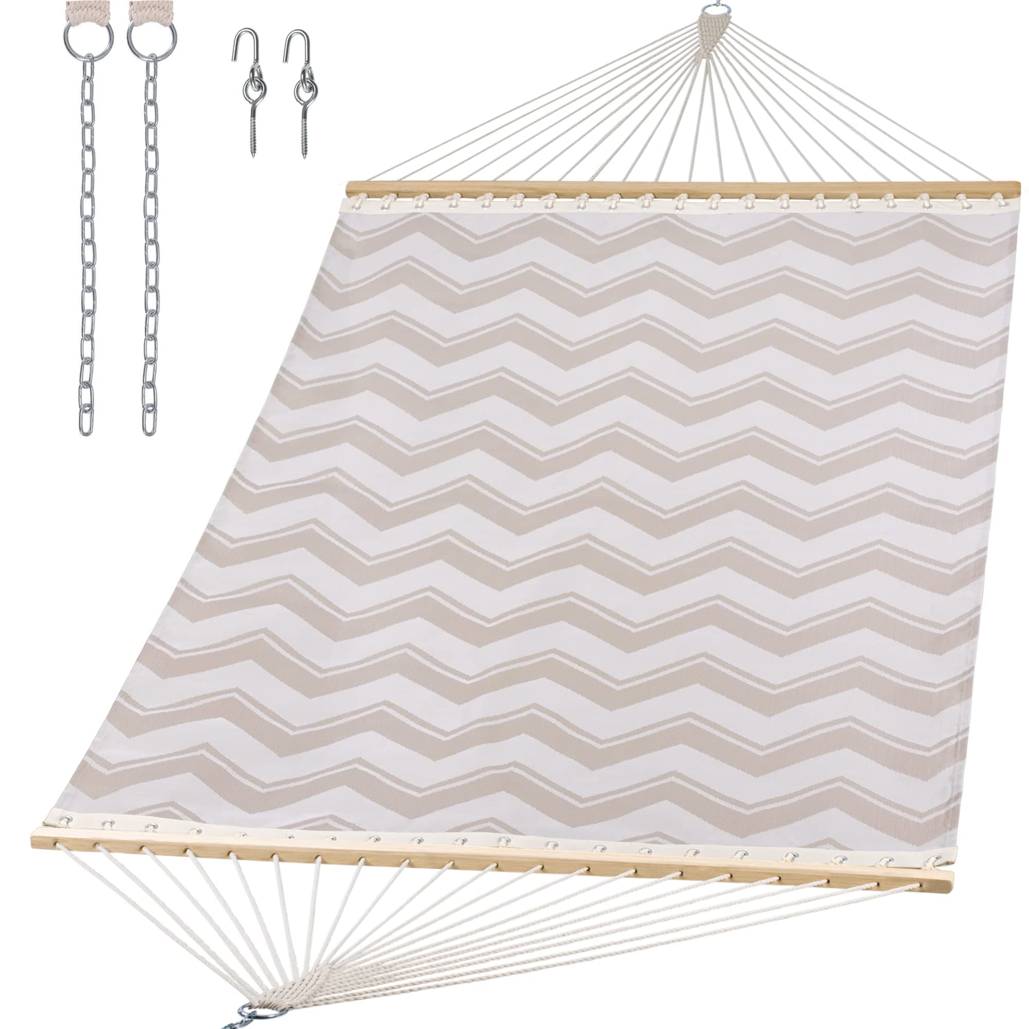 SUNCREATHammocks Two Person Tree Hammock, Heavy Duty Hammock for Poolside, Garden, Backyard, Patio, 450lbs Capacity, Gray Waves